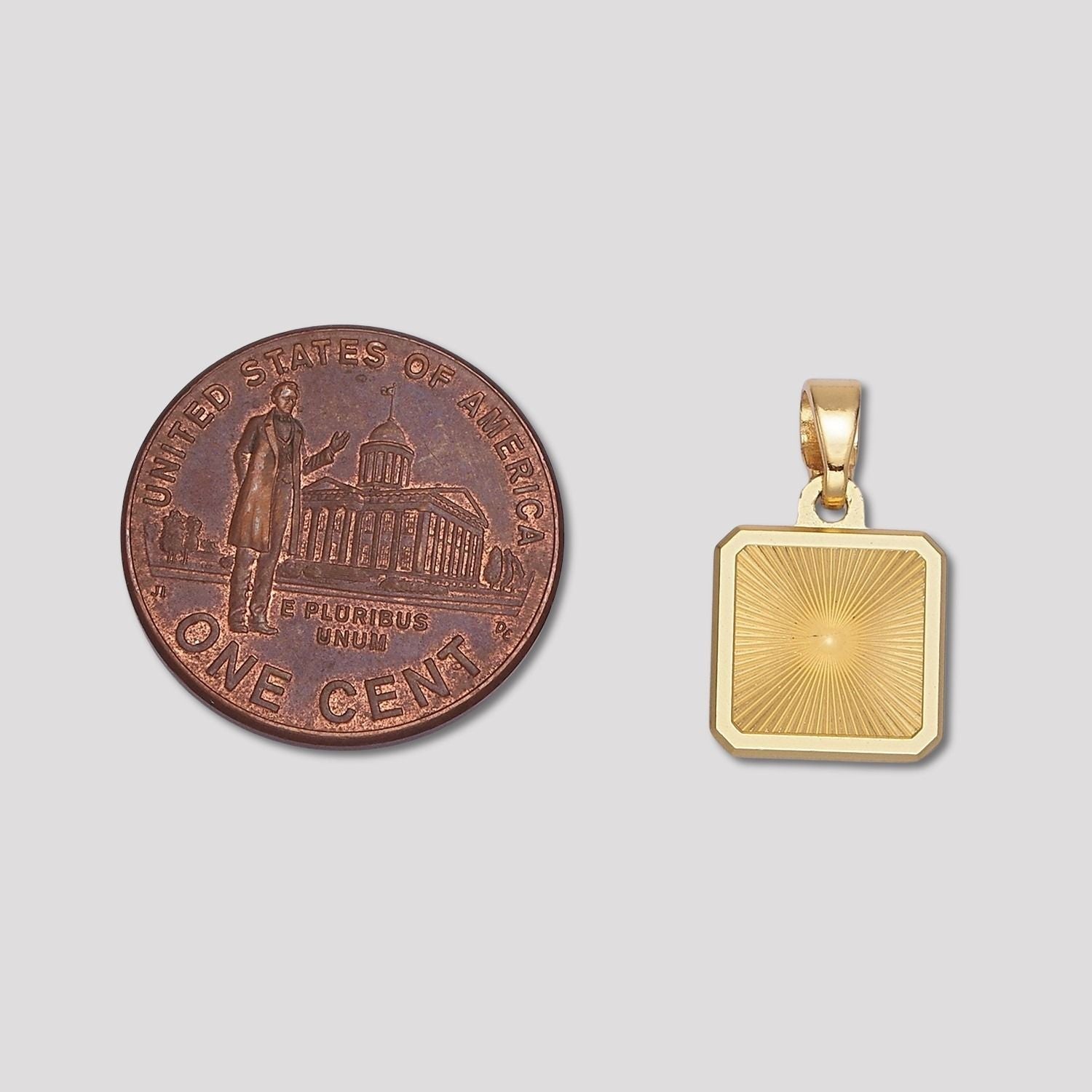 Launch Promo: 14K Gold PVD Stainless Steel Sunburst Geometric Square Pendant In Gold And Silver | Sold Each