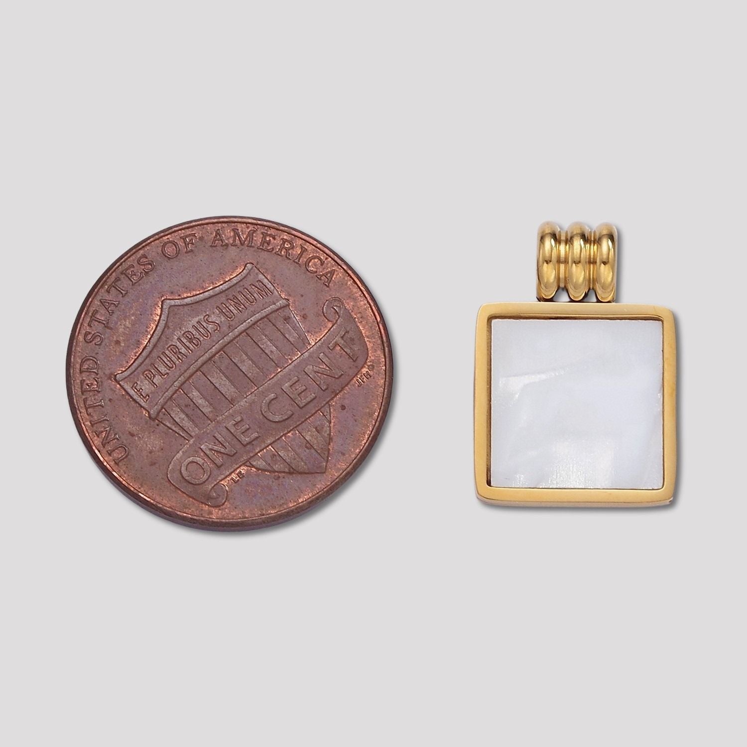 Launch Promo: 14K Gold PVD Stainless Steel Mother of Pearl Square Geometric Charm | Sold Each