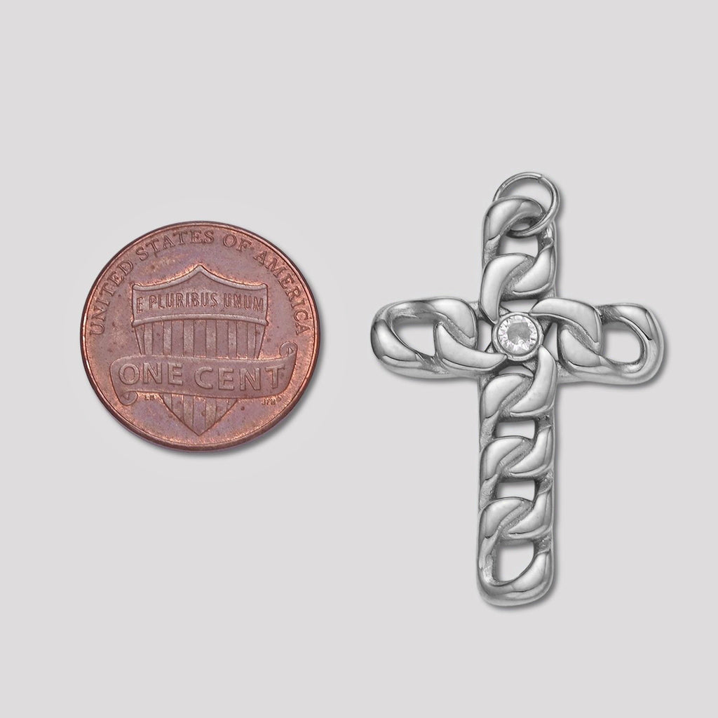 Launch Promo: Stainless Steel Cuban Chain Cross Pendant | Sold Each
