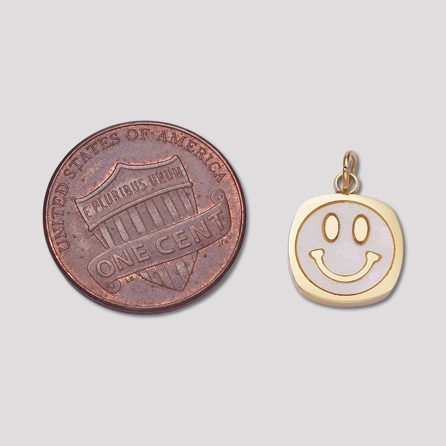 Launch Promo: 14K Gold PVD Stainless Steel Mother Of Pearl Irregular Smiley Emoticon Mini Charm | Sold Each
