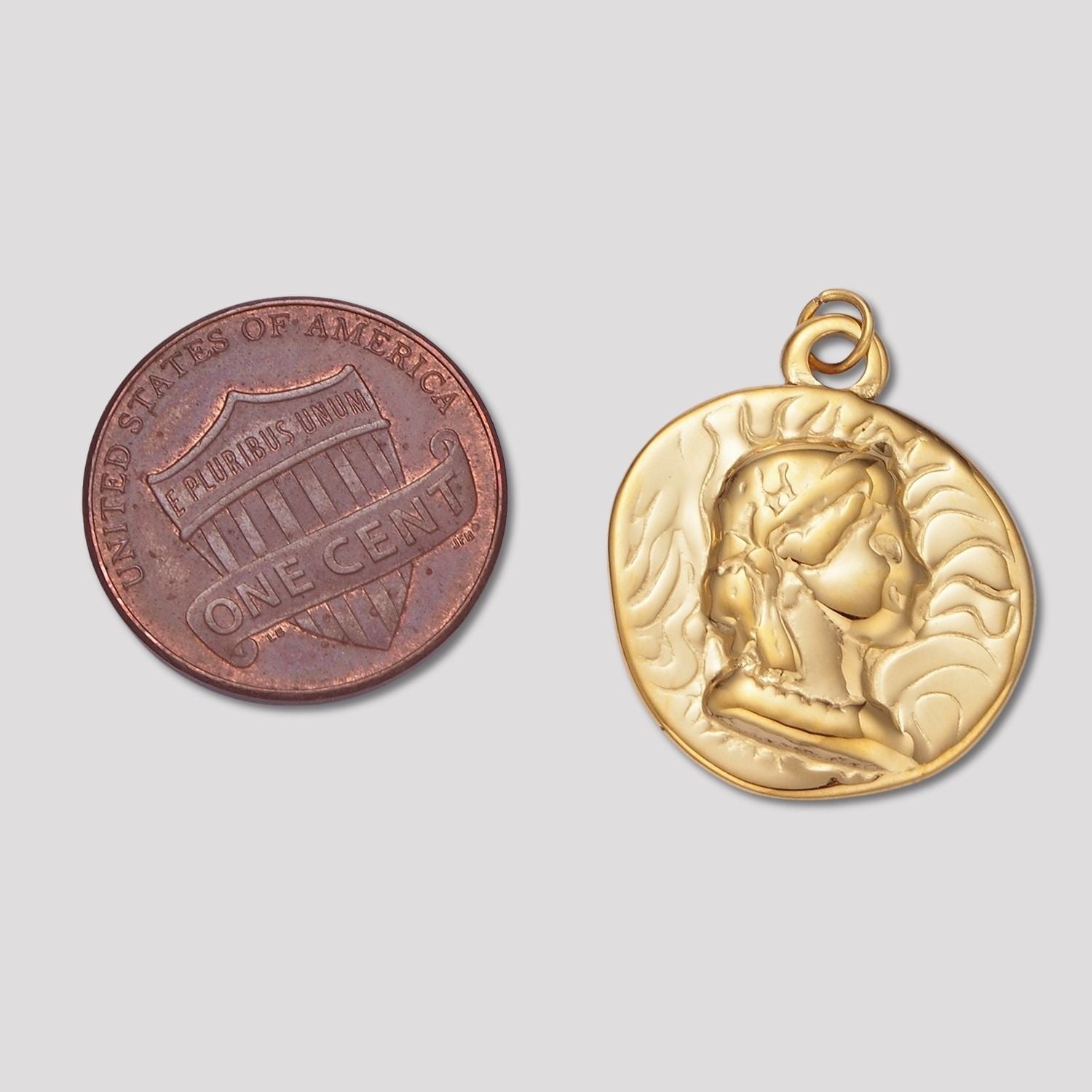 Launch Promo: 14K Gold PVD Stainless Steel Vintage Artistic Madonna Face Pendant Charm | Sold Each