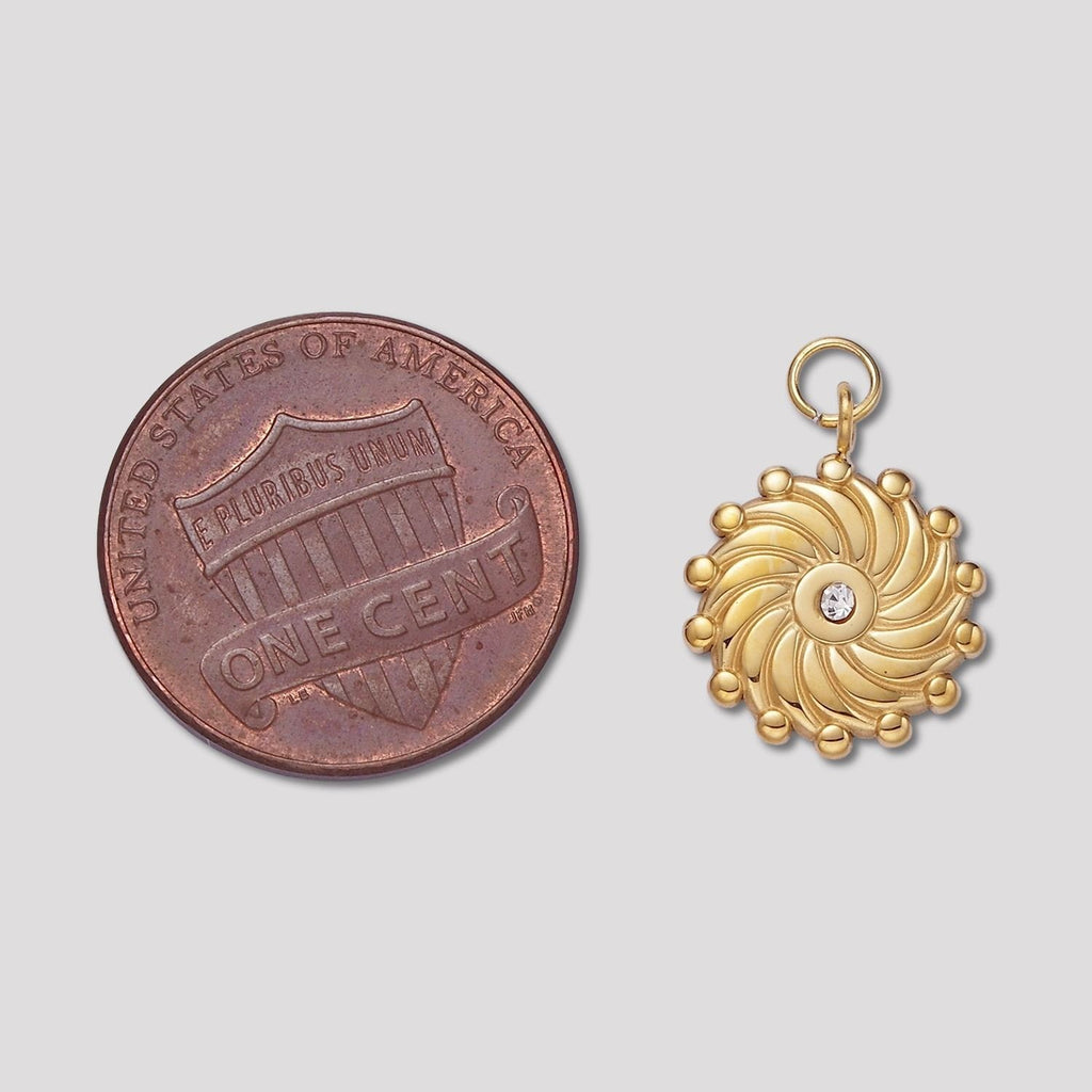 Launch Promo: 14K Gold PVD Stainless Steel Swirl Sunburst Medallion Charm | Sold Each