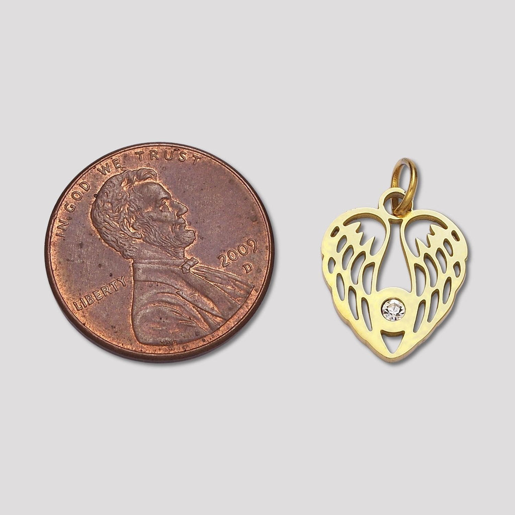 Launch Promo: 14K Gold PVD Stainless Steel Filigree Winged Heart Charm | Sold Each