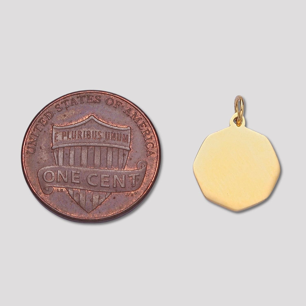 Launch Promo: 14K Gold PVD Stainless Steel Plain Hexagon Tag Charm | Sold Each