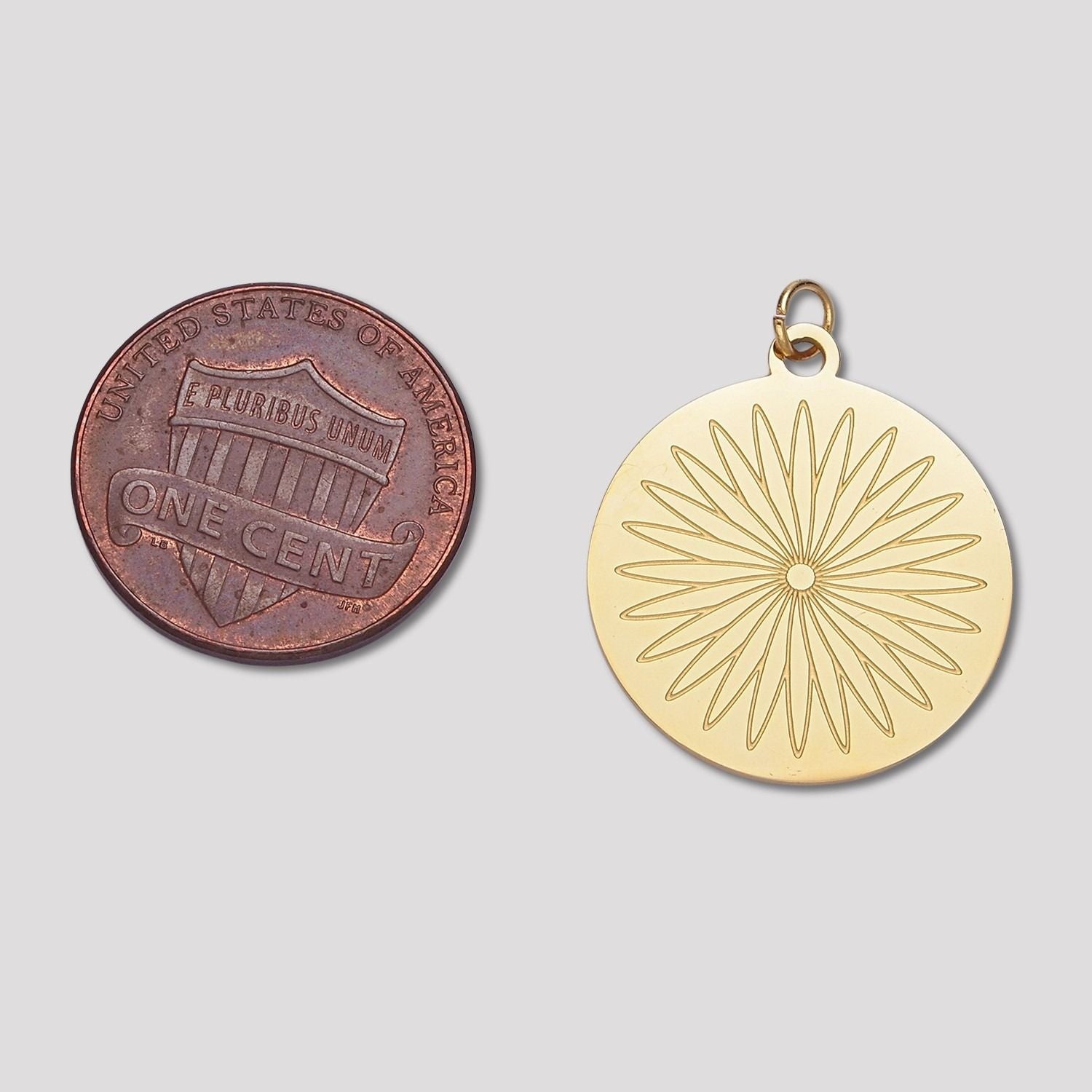 Launch Promo: 14K Gold PVD Stainless Steel Round Flower Medallion Charm | Sold Each