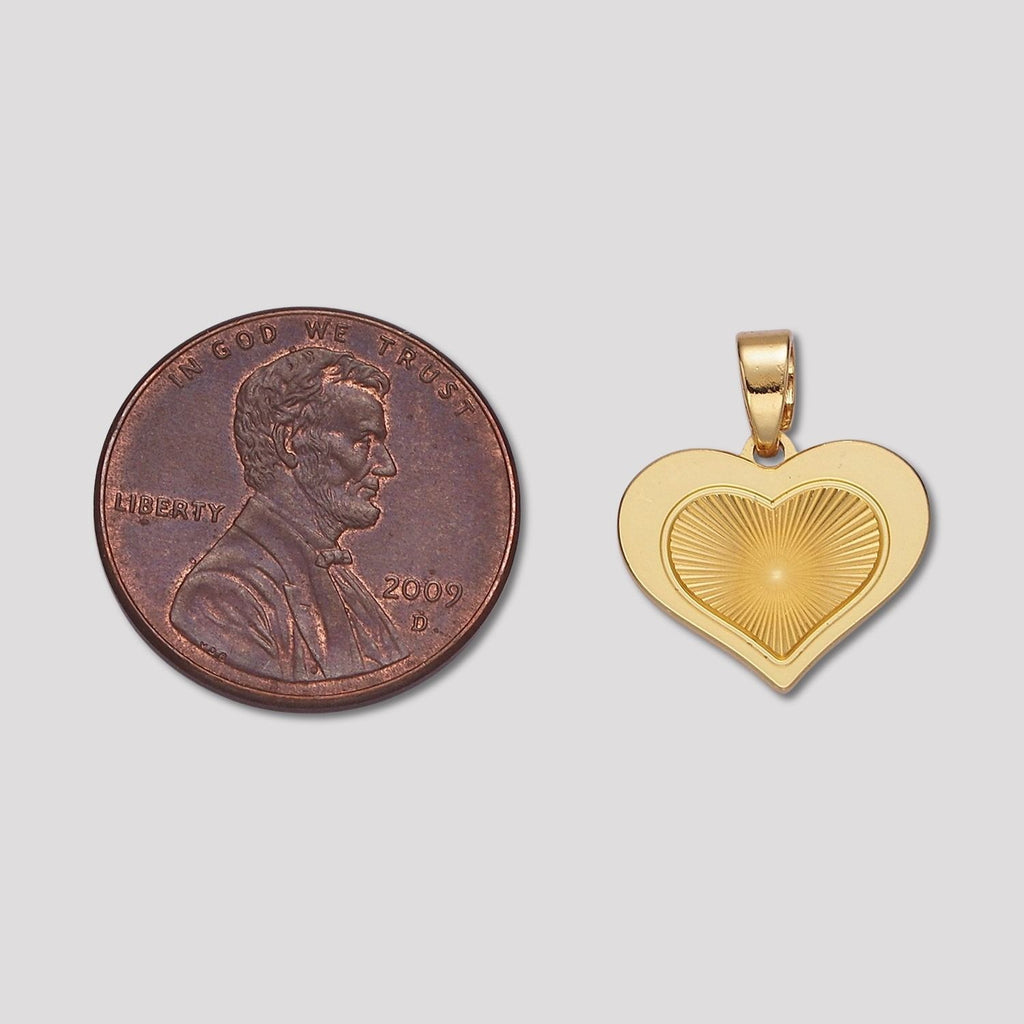 Launch Promo: 14K Gold PVD Stainless Steel Sunburst Love Heart Pendant In Gold And Silver | Sold Each