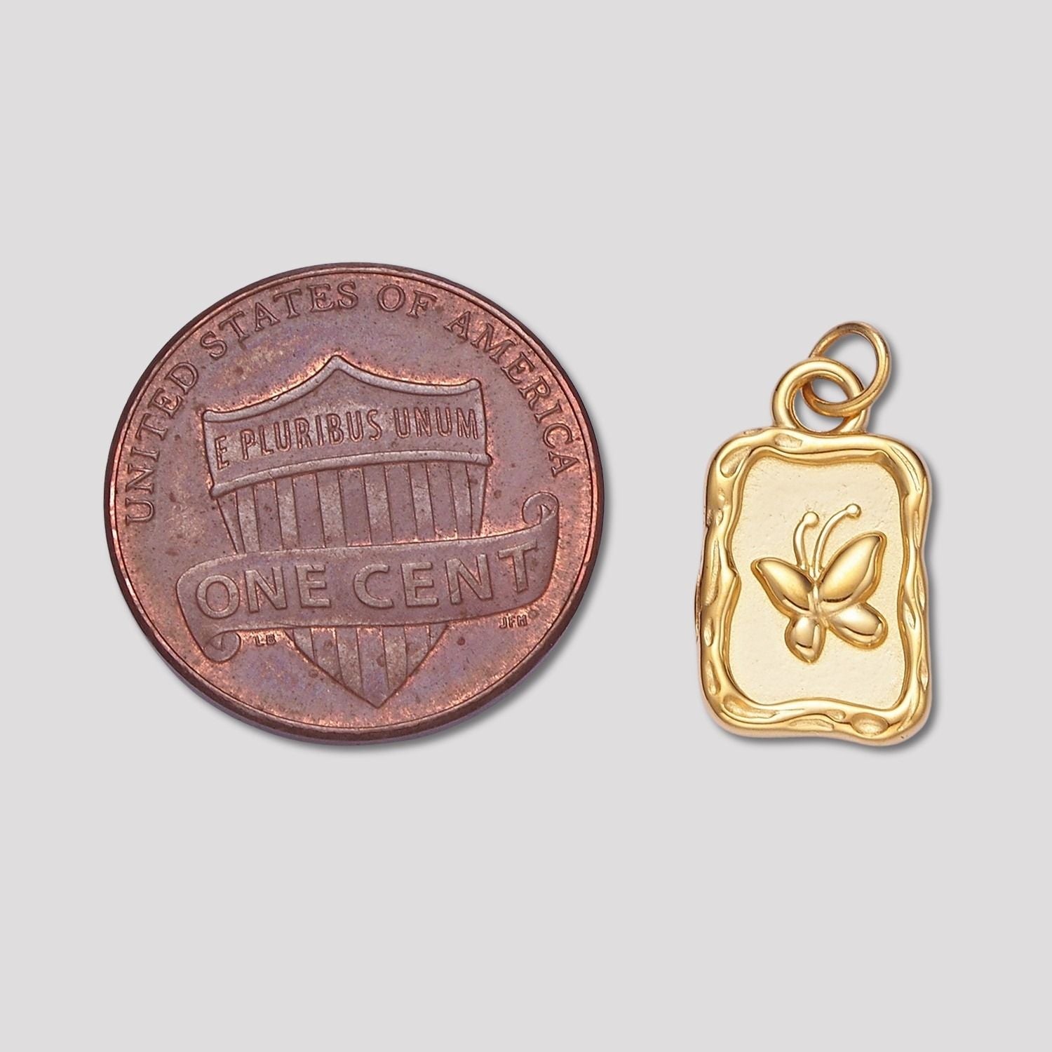 Launch Promo: 14K Gold PVD Stainless Steel Butterfly Mariposa Tag Pendant | Sold Each