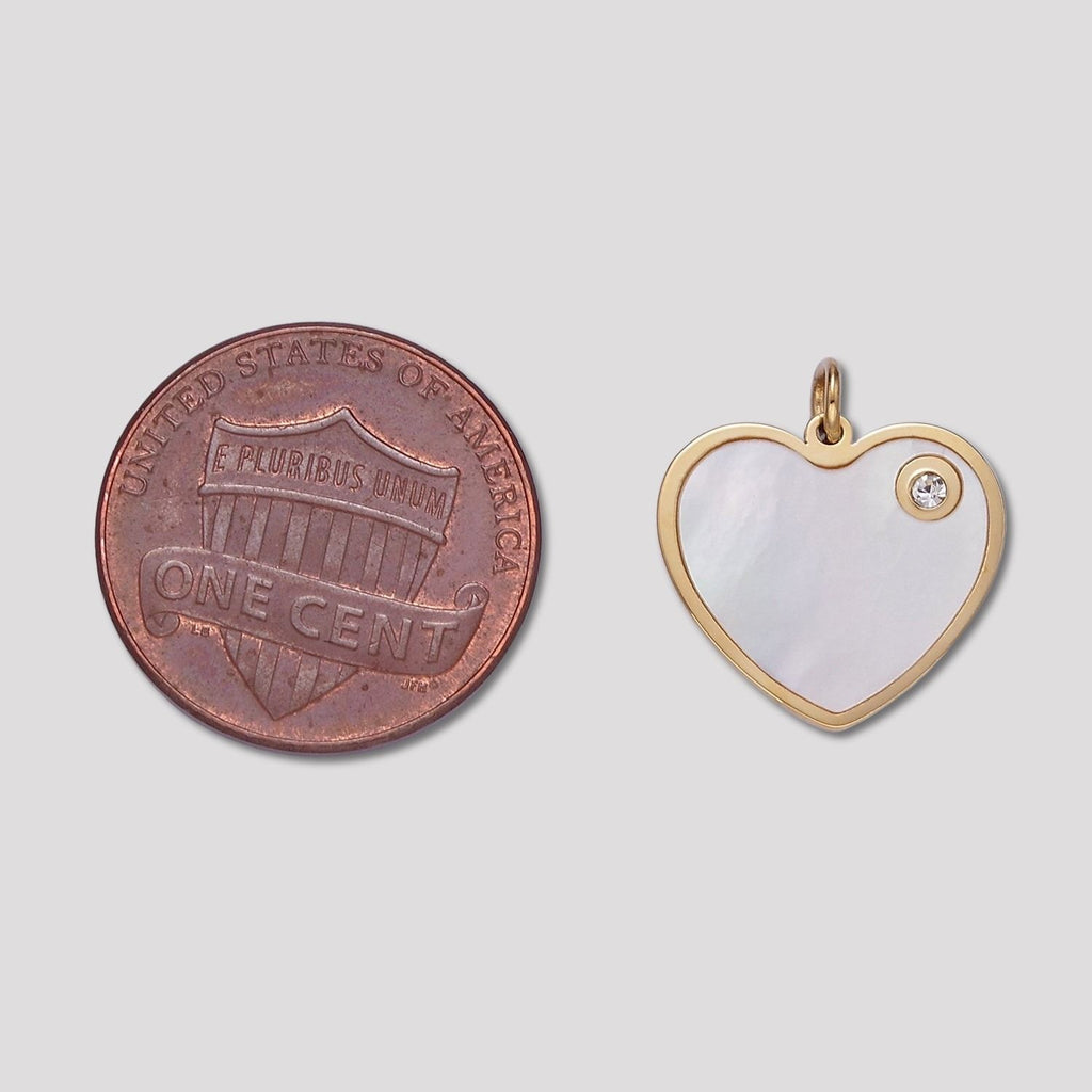 Launch Promo: 14K Gold PVD Stainless Steel Mother Of Pearl Love Heart Charm | Sold Each