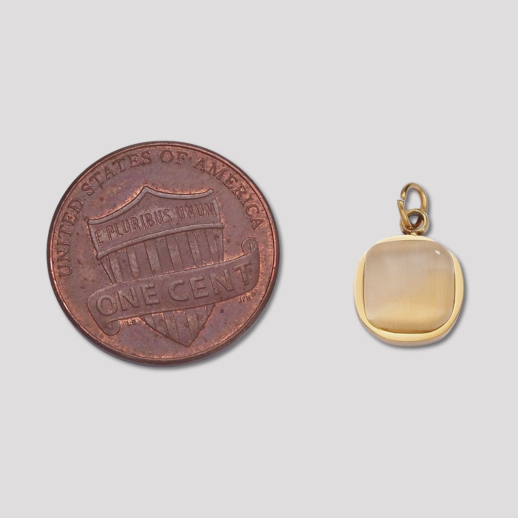 Launch Promo: 14K Gold PVD Stainless Steel Square Moonstone Round Charm | Sold Each