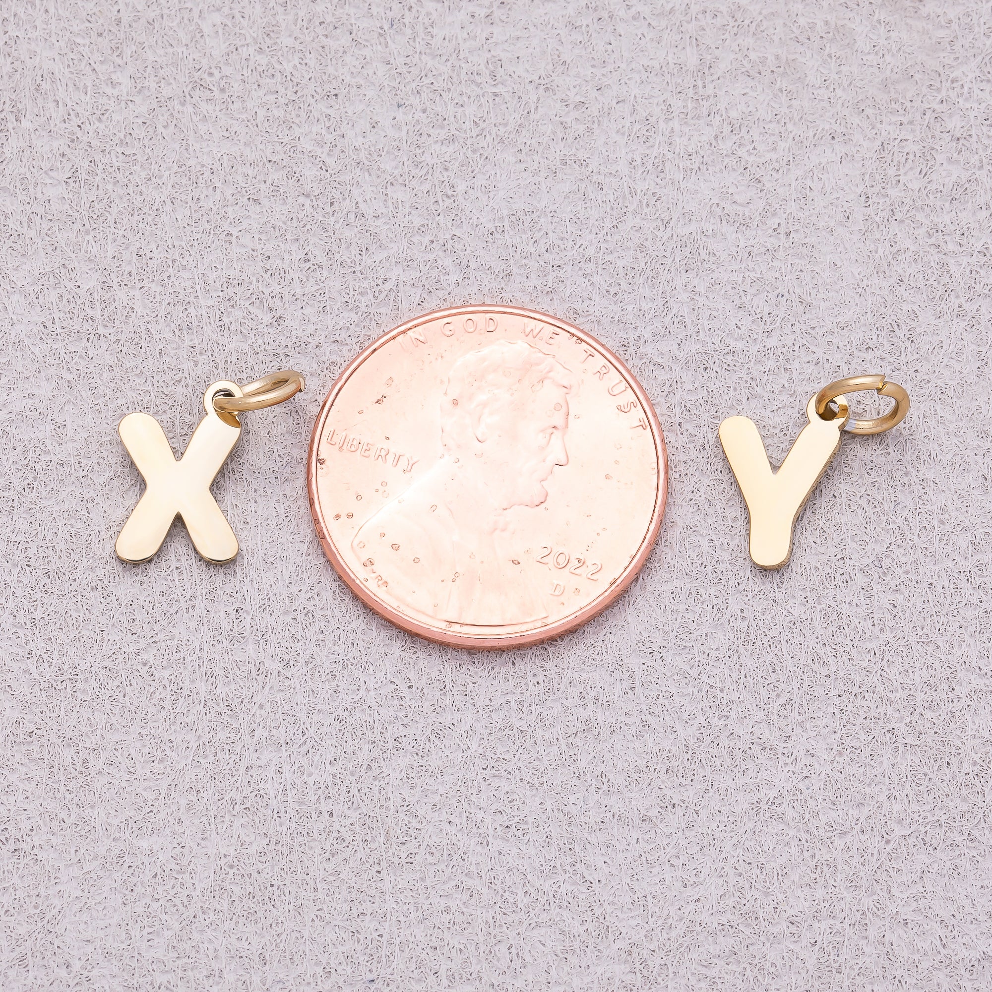 Gold PVD Stainless Steel Plain Alphabet Letter Mini Charm A-Z