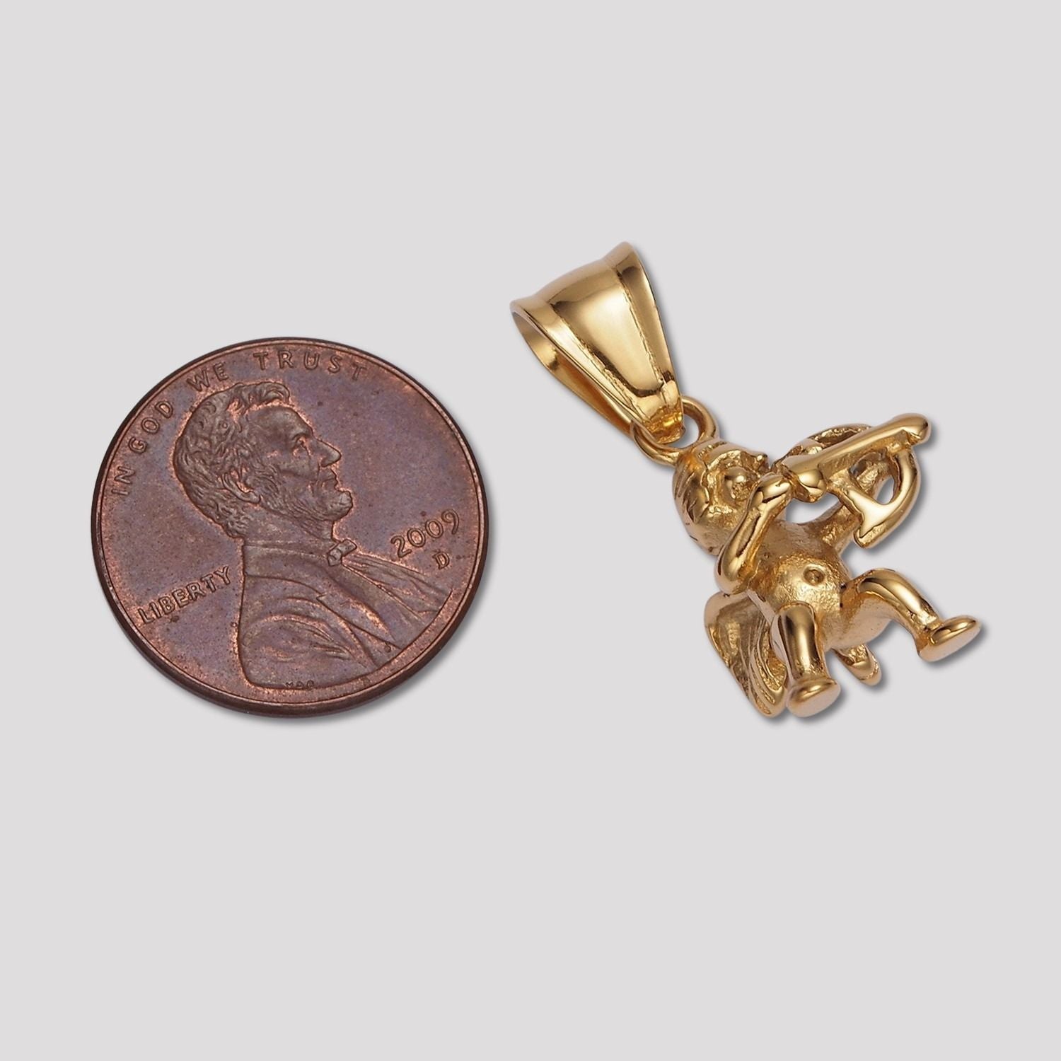 Launch Promo: 14K Gold PVD Stainless Steel Classic Cupid Baby Angel Pendant | Sold Each