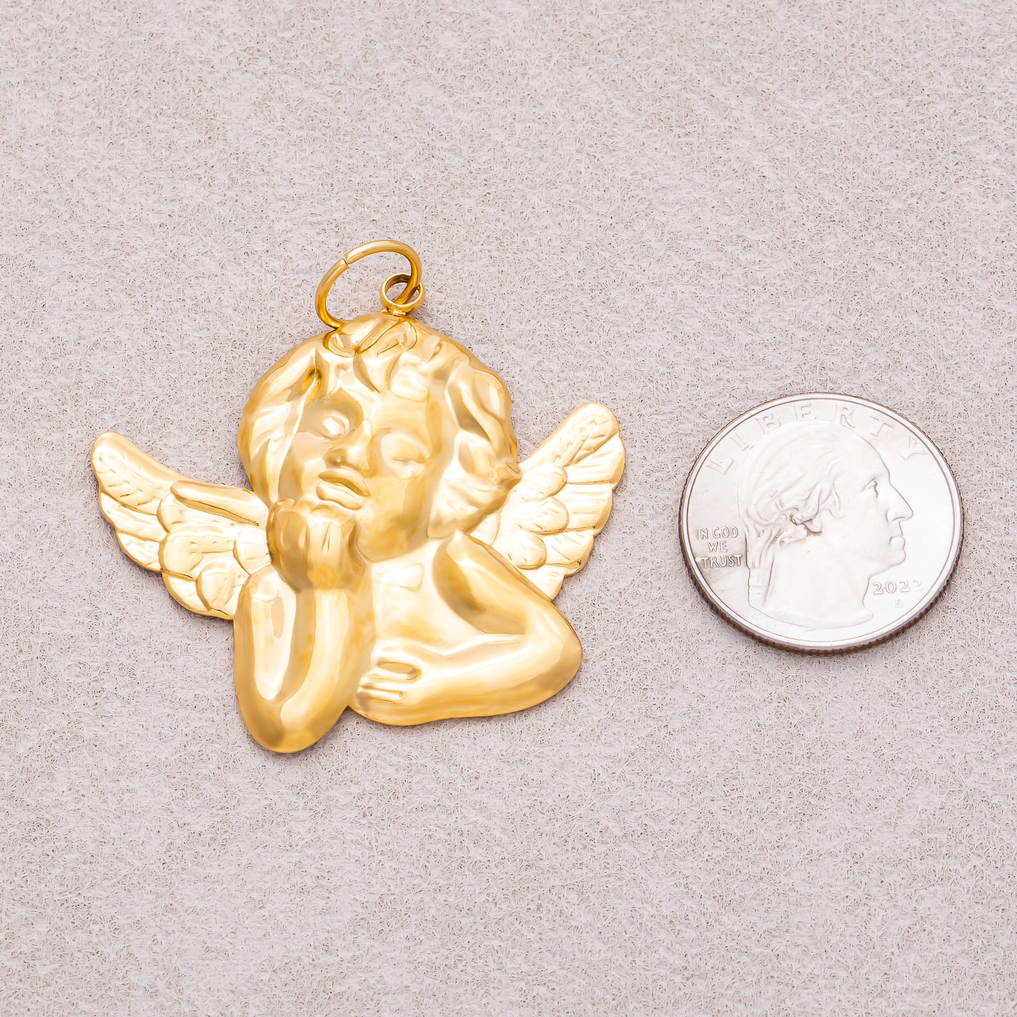 Gold PVD Stainless Steel Plain Baby Angel Religious Charm
