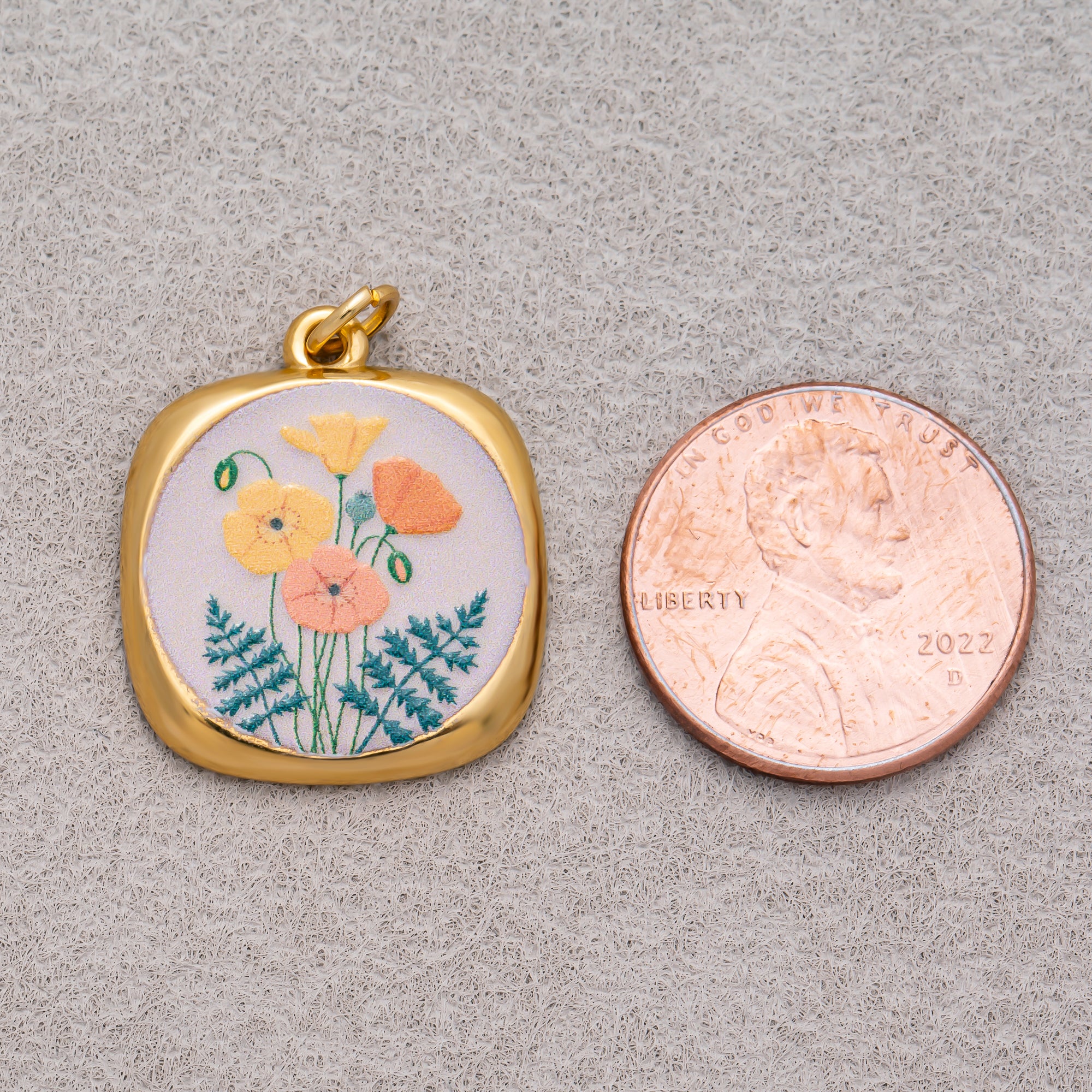 Gold PVD Stainless Steel Hand-Painted Dreamy Set Medallion Tag Charm