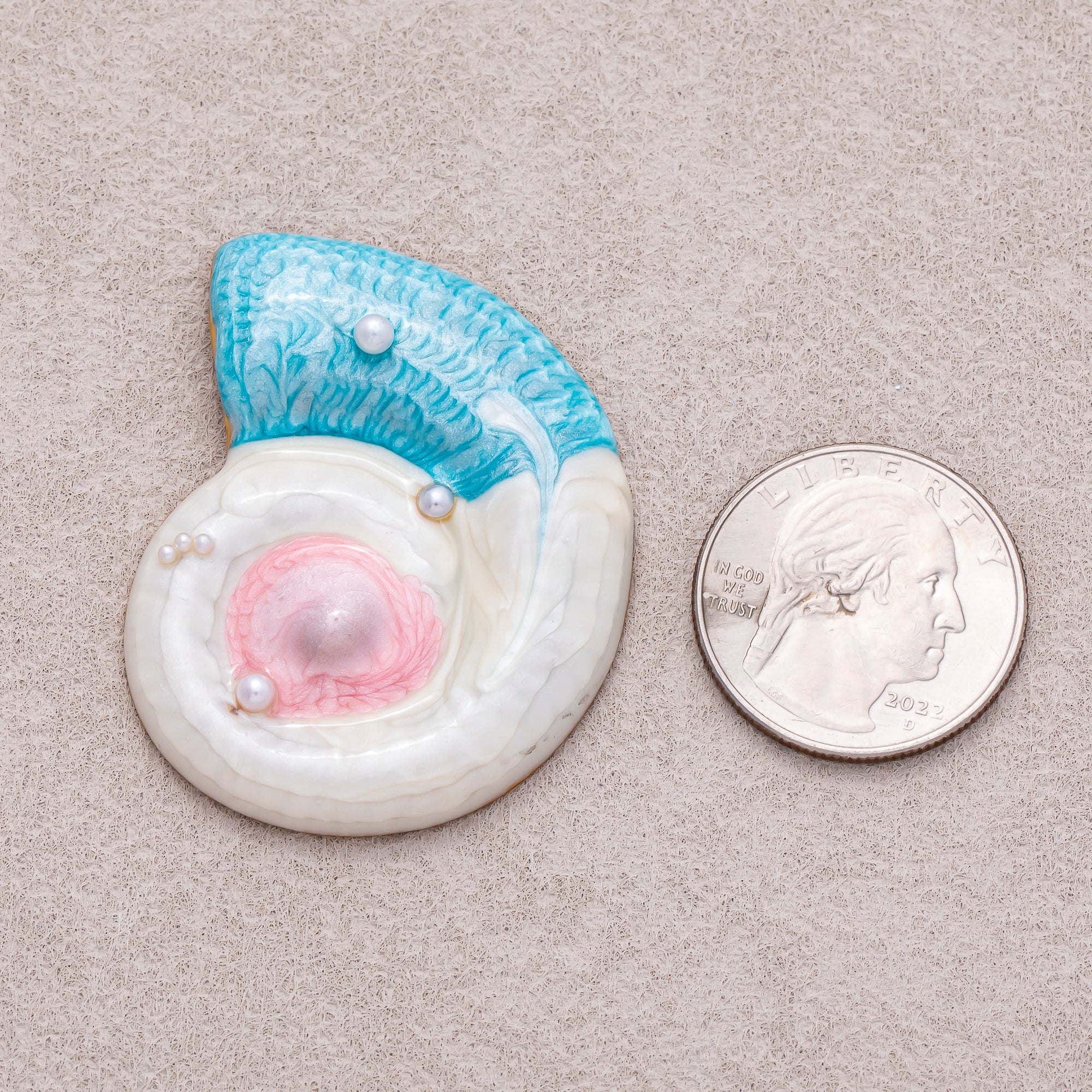 Gold PVD Stainless Steel Shell Pearl Colorful Ocean Nautical Sea Shell Enamel Pendant