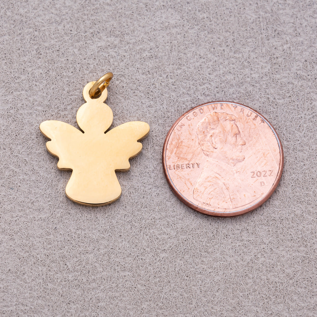 Gold PVD Stainless Steel Silhouette Baby Angel Charm in Gold & Silver