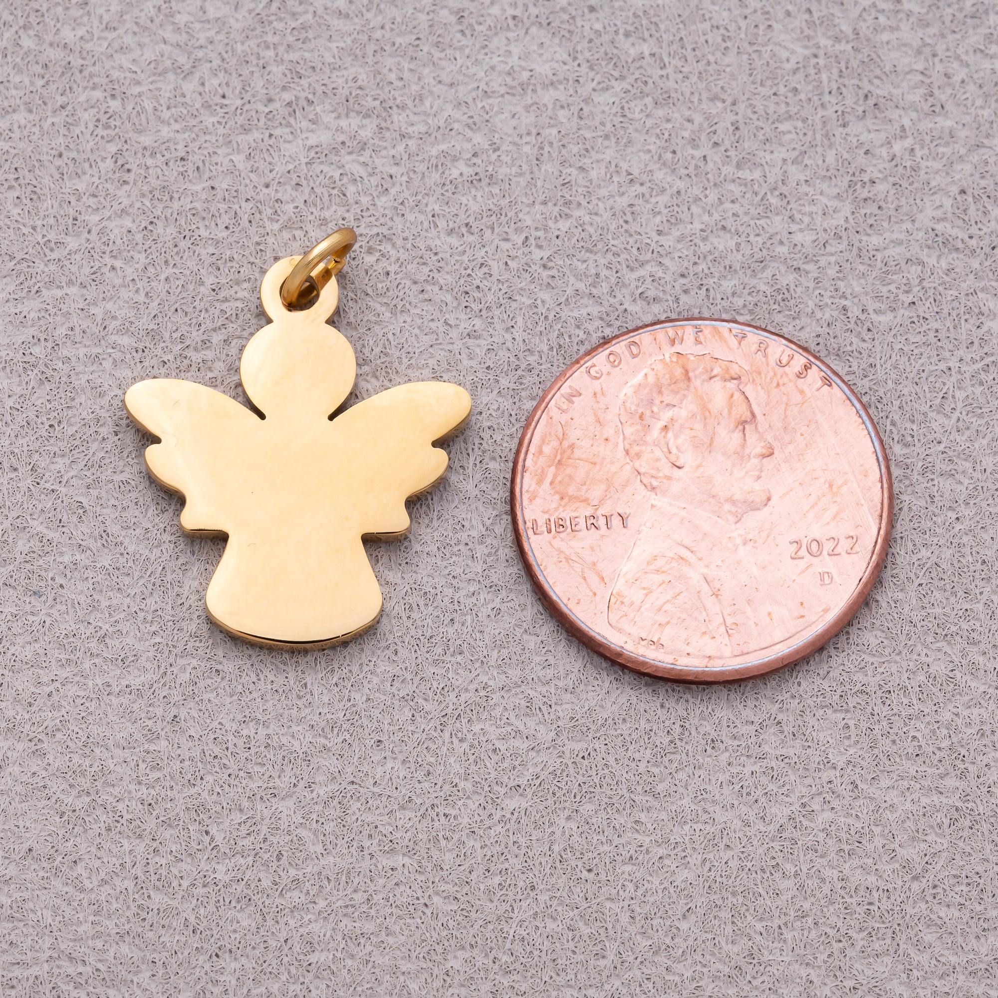 Gold PVD Stainless Steel Silhouette Baby Angel Charm in Gold & Silver