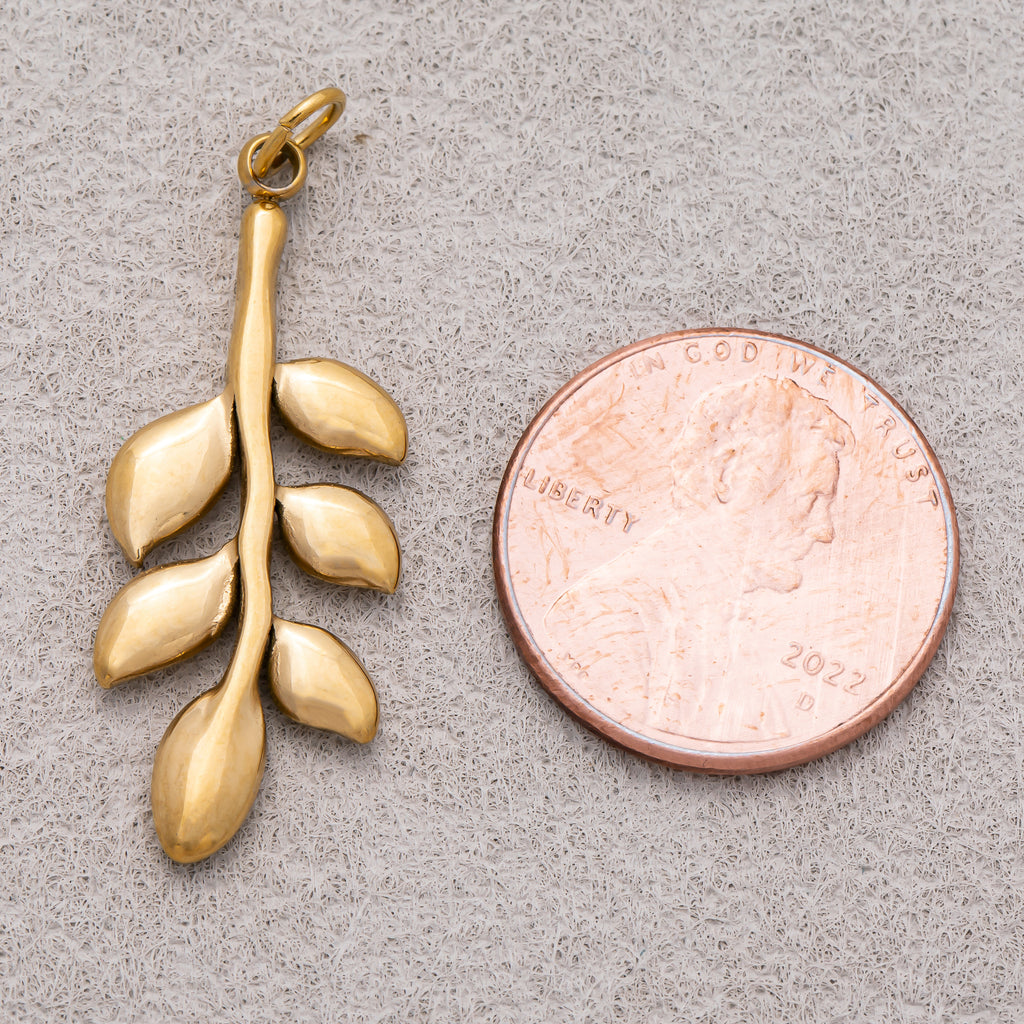 Gold PVD Stainless Steel Plain Leaf Plant Charm