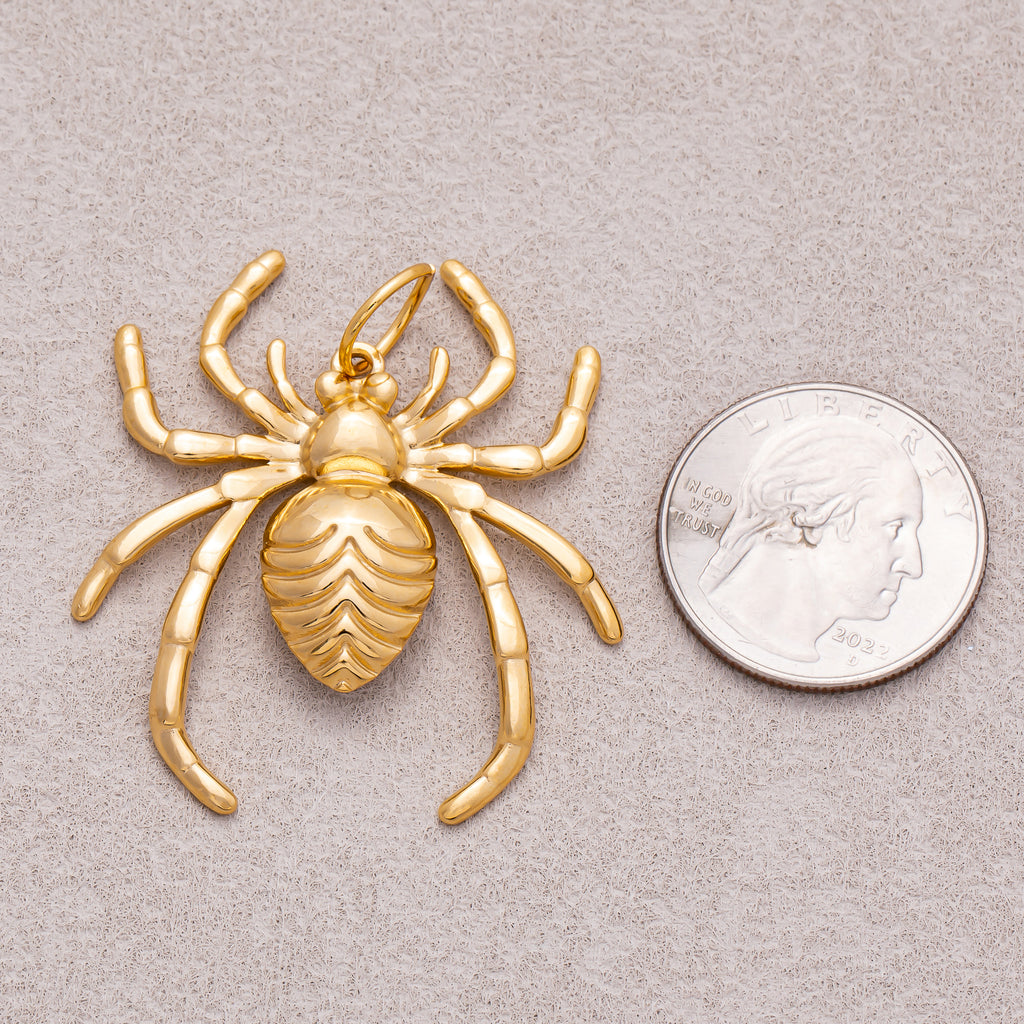 Gold PVD Stainless Steel 8 Legged Spider Animal Charm