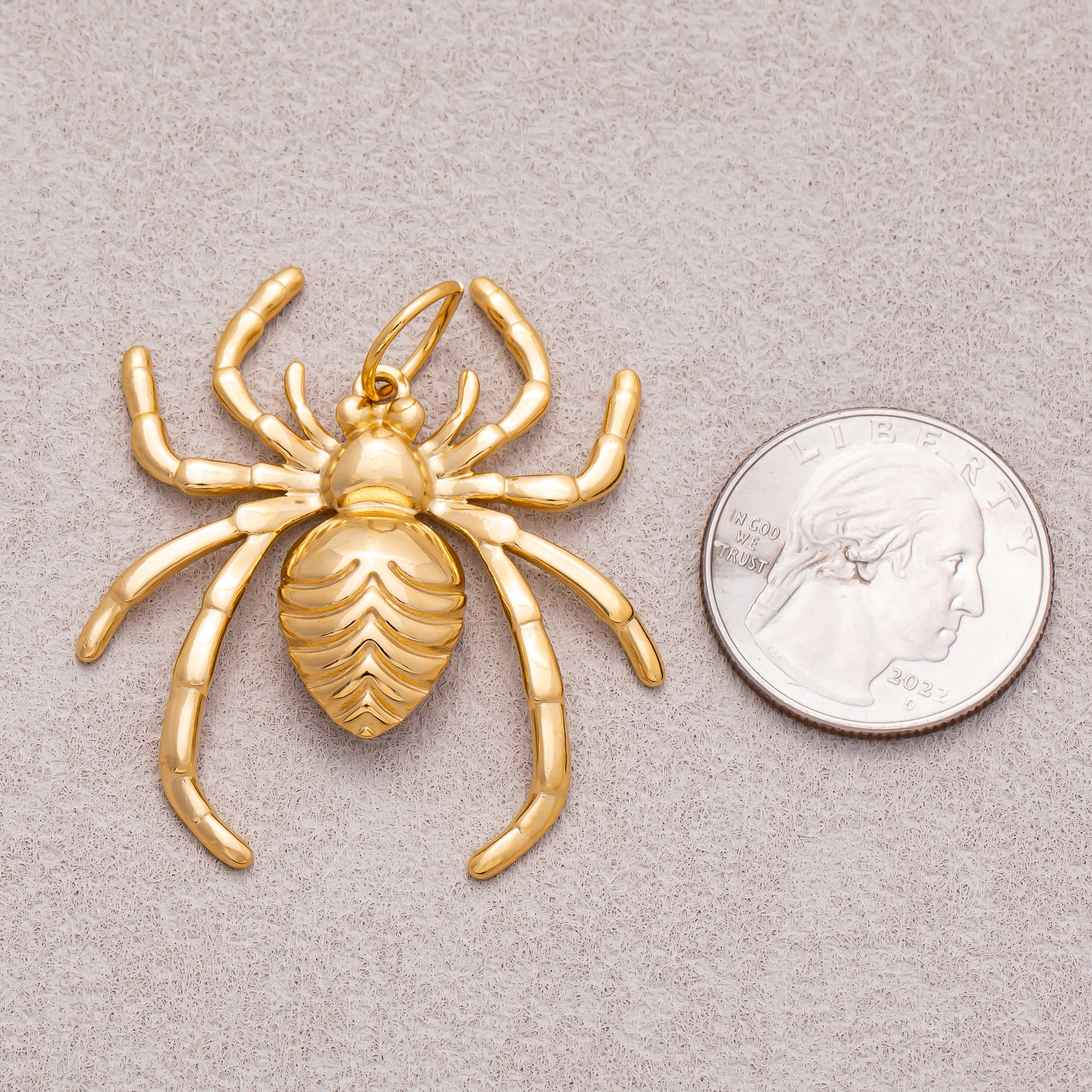 Gold PVD Stainless Steel 8 Legged Spider Animal Charm