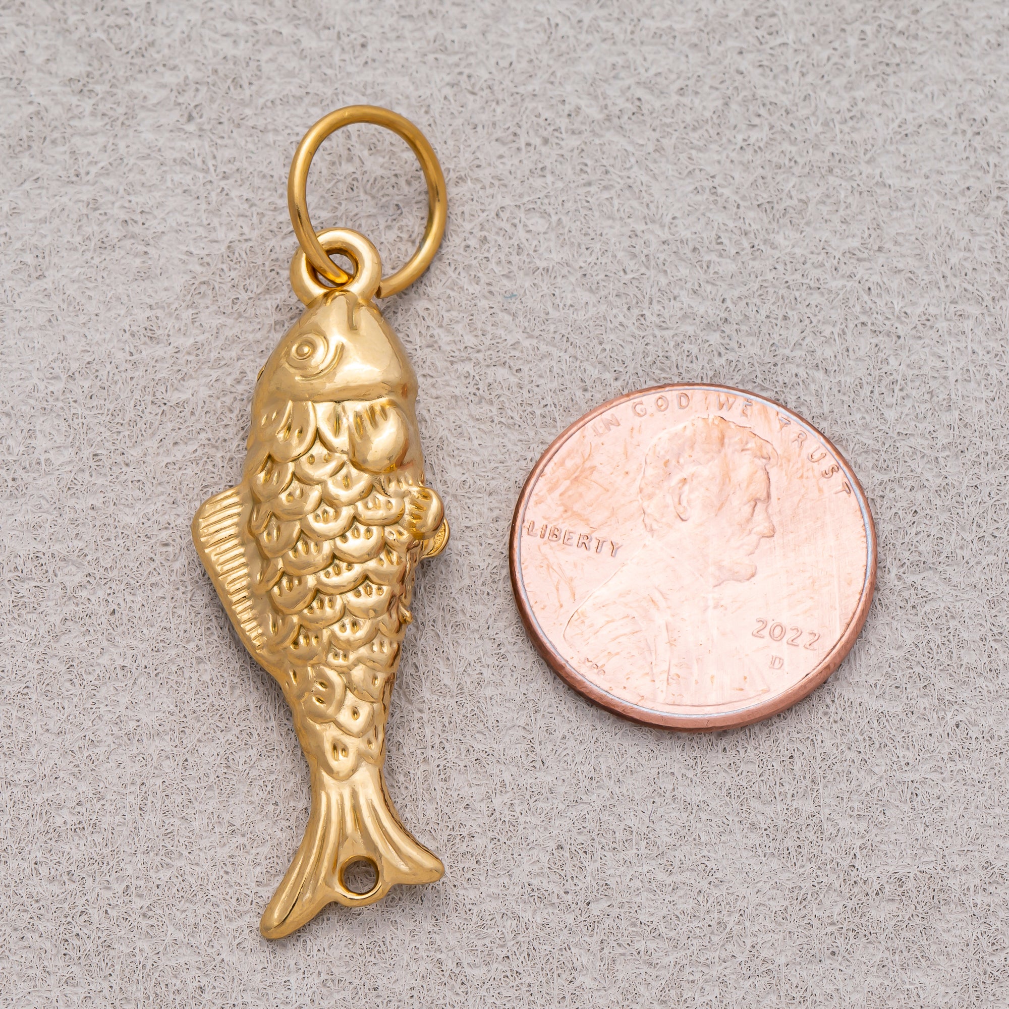 Gold PVD Stainless Steel Large Fish Multidimensional Animal Pendant