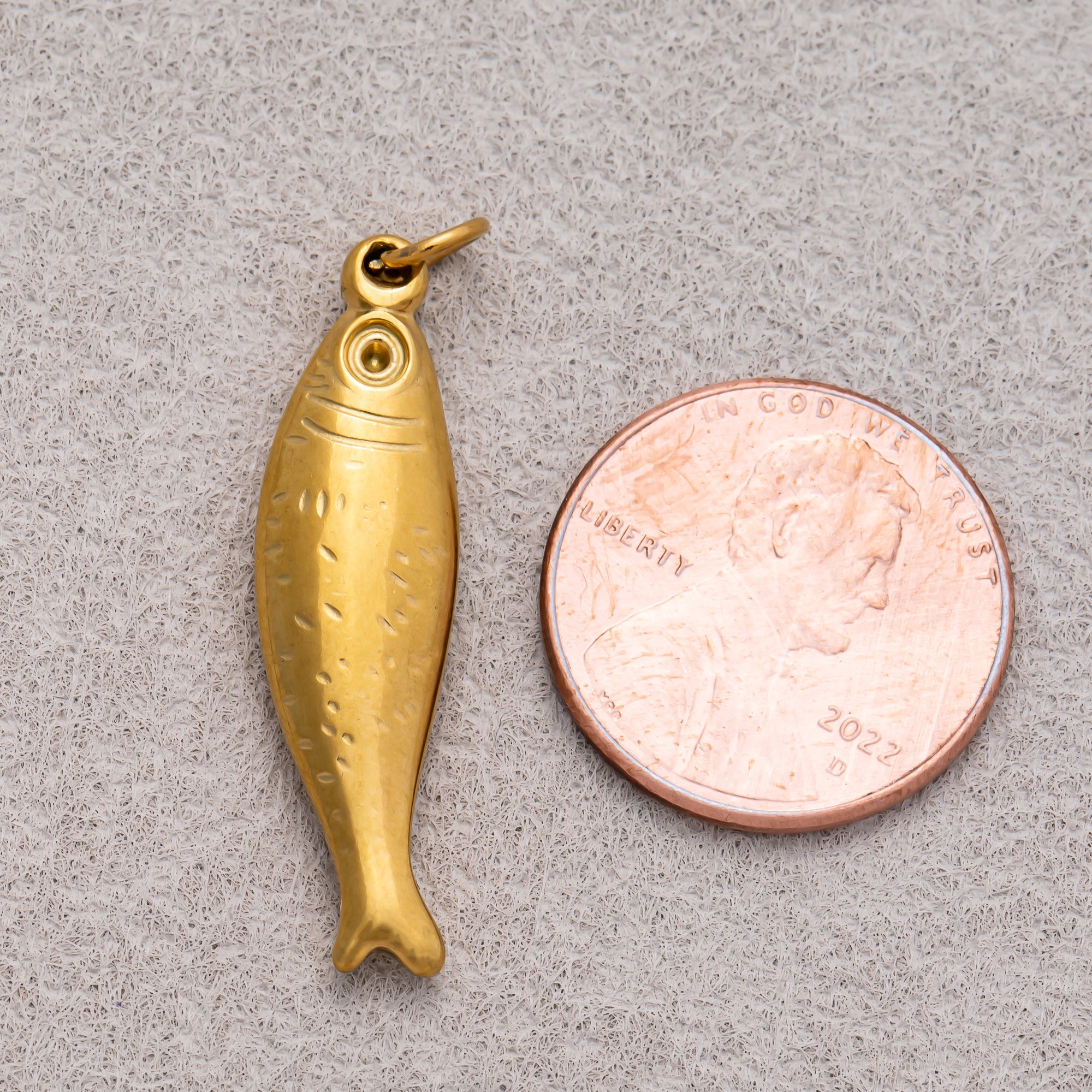 Gold PVD Stainless Steel Minimalist Ocean Fish Charm
