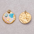 Gold PVD Stainless Steel Shell Pearl Colorful Ocean Starfish Beach Set Pendant