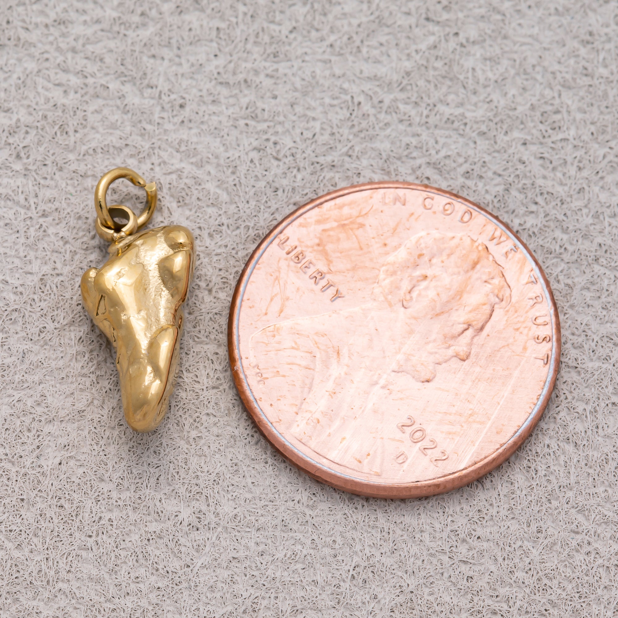 Gold PVD Stainless Steel Organic Nugget Mini Charm