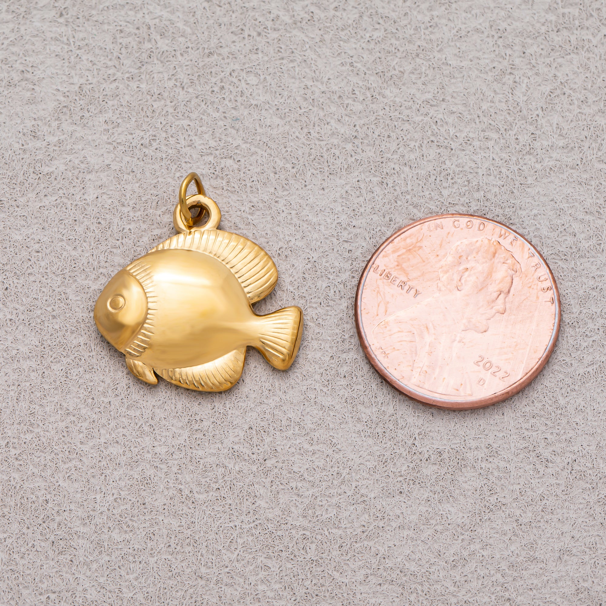 Gold PVD Stainless Steel Geometric Multidimensional Fish Sea Animal Charm