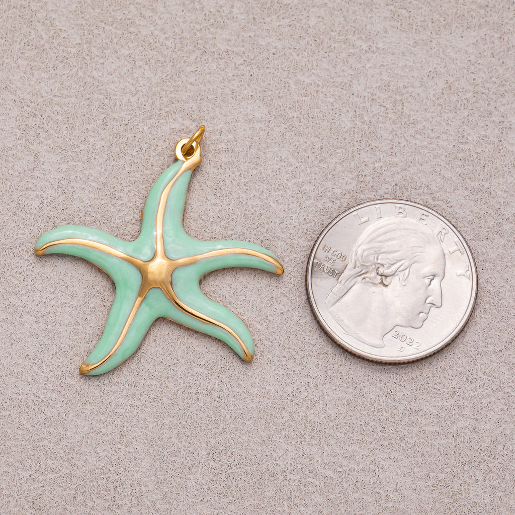 Gold PVD Stainless Steel Pastel Ocean Starfish Charm