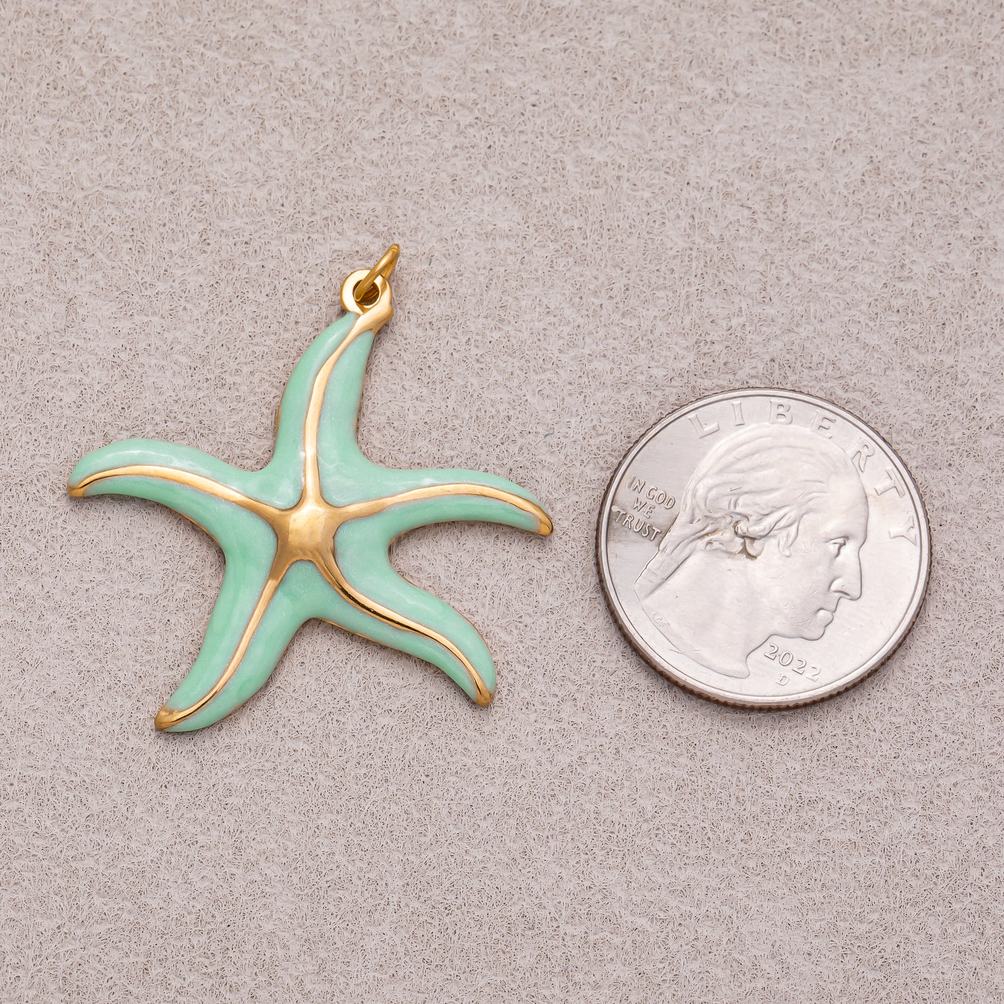 Gold PVD Stainless Steel Pastel Ocean Starfish Charm