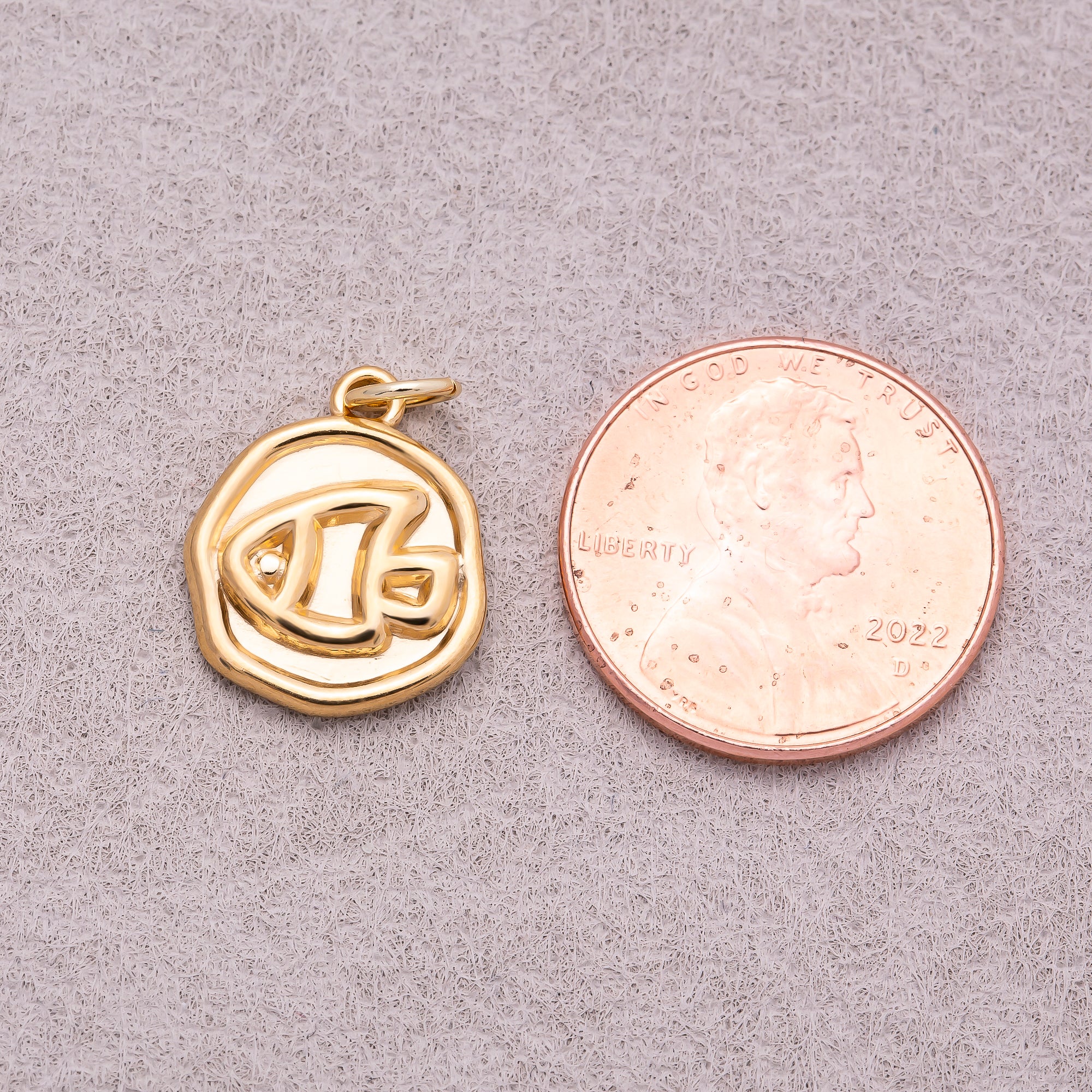 Gold PVD Stainless Steel Artisan Fish Animal Medallion Charm