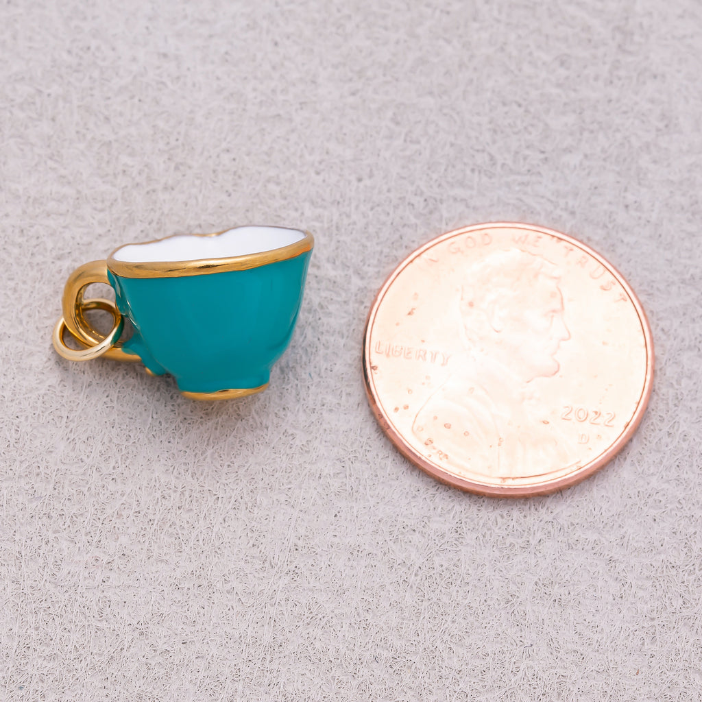Gold PVD Stainless Steel Blue Enamel Breakfast Mug Mini Charm