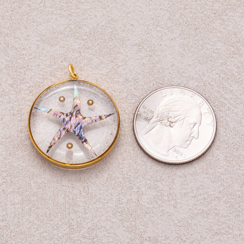 Gold PVD Stainless Steel Starfish Medallion Resin Charm