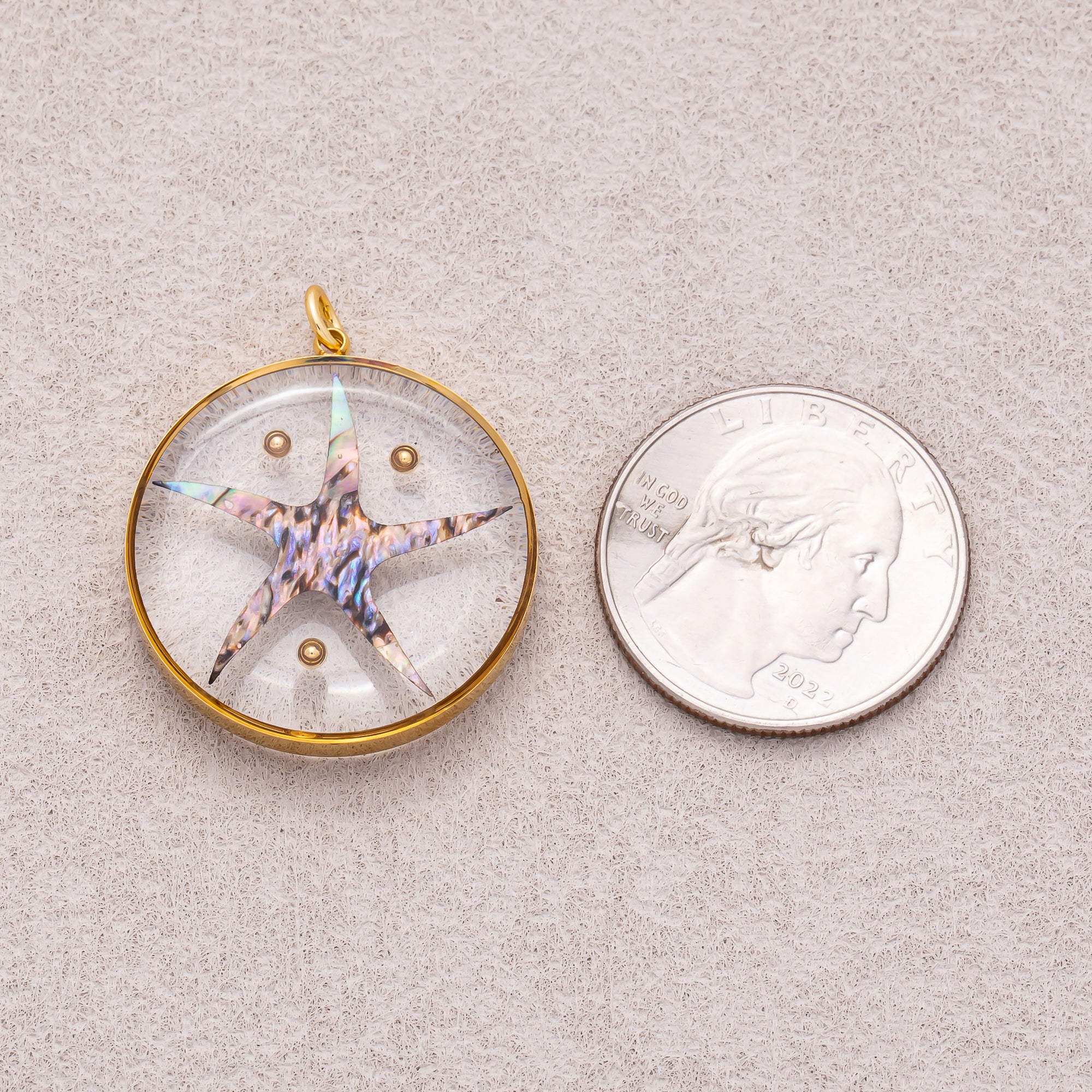 Gold PVD Stainless Steel Starfish Medallion Resin Charm