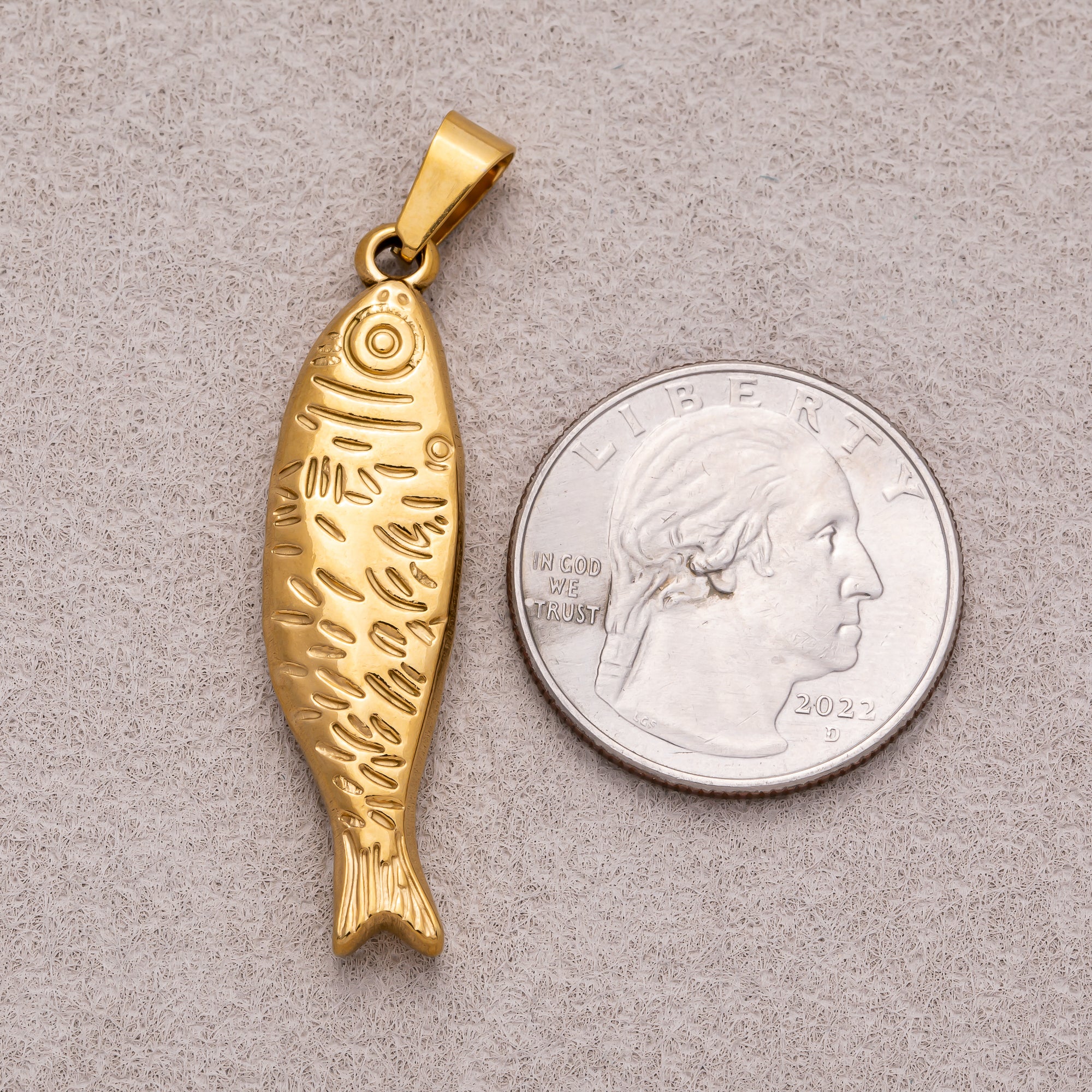 Launch Promo: 18K Gold PVD Stainless Steel Ocean Textured Fish Animal Pendant | Sold Each