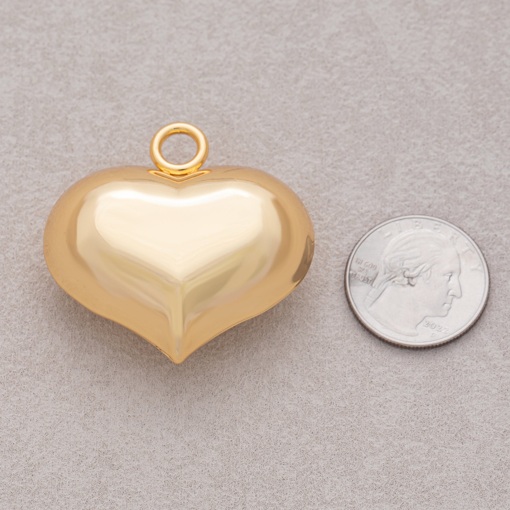 Gold PVD Stainless Steel Plain Dome Love Heart Charm