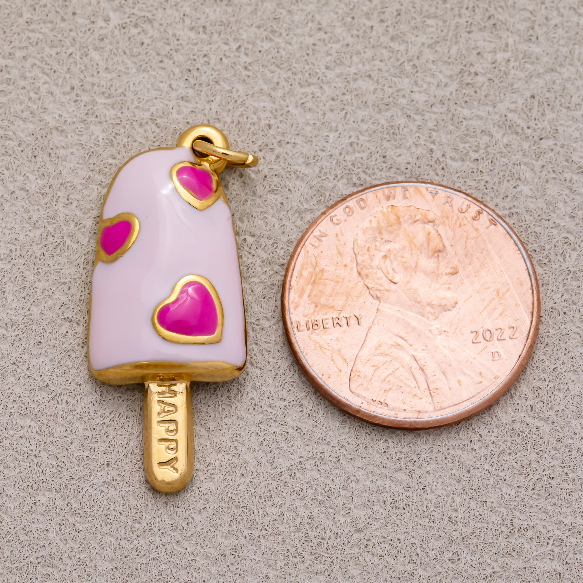 Gold PVD Stainless Steel Multicolor Popsicle Ice Cream Enamel Charm