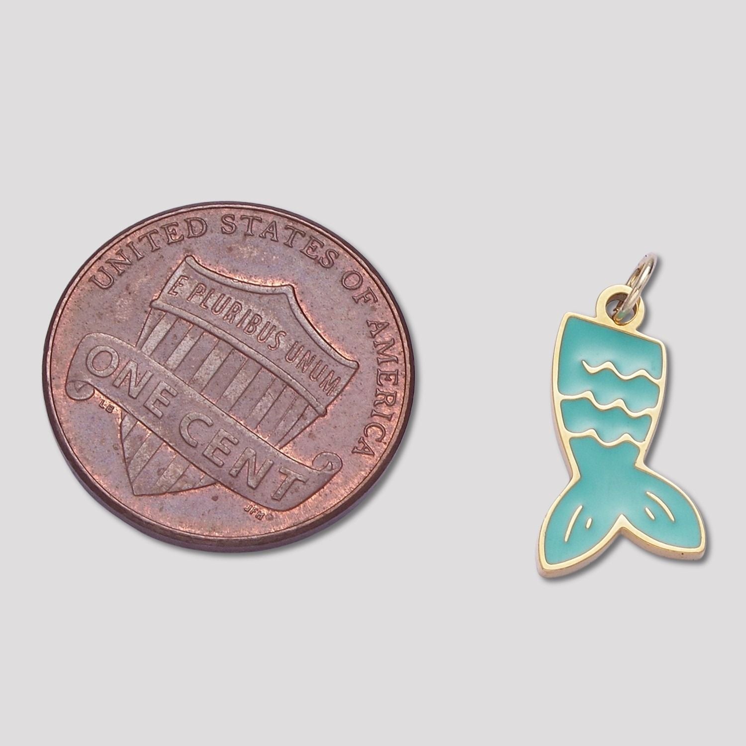 Launch Promo: 24K Gold PVD Stainless Steel Blue Enamel Ocean Mermaid Tail Charm | Sold Each