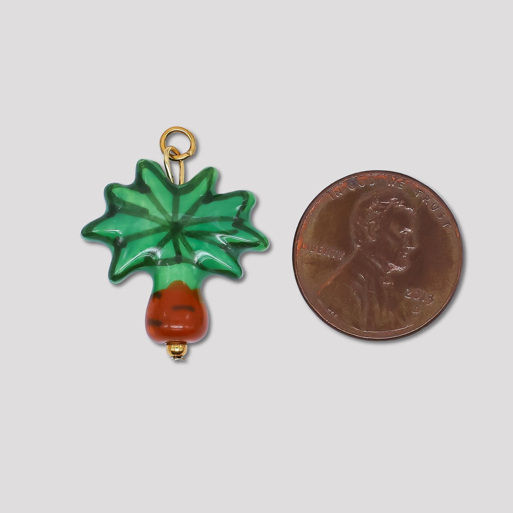Launch Promo: 24K Gold PVD Stainless Steel Green Ceramic Palm Tree Charm | Sold Each