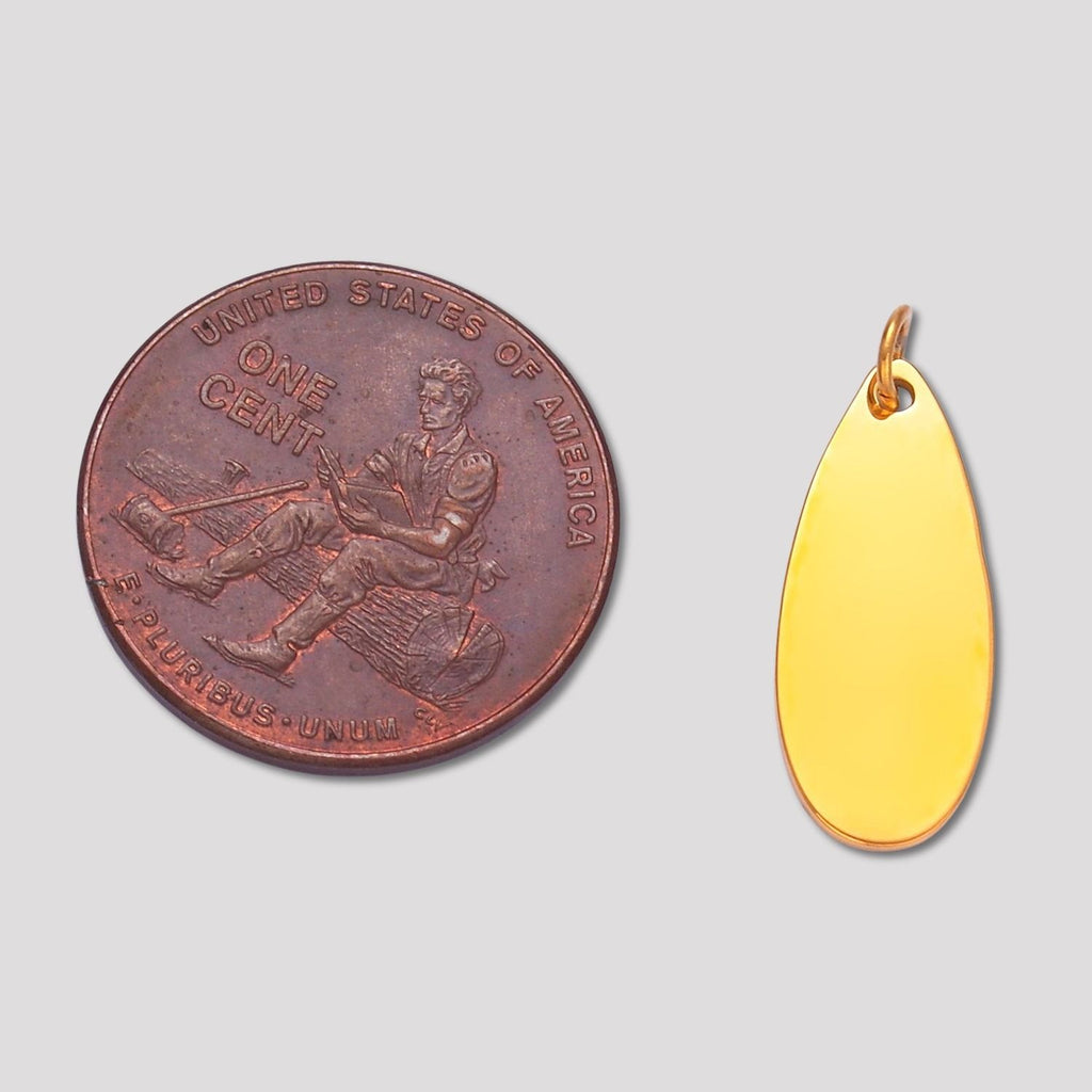 Launch Promo: 24K Gold PVD Stainless Steel Minimalist Teardrop Tag Pendant | Sold Each