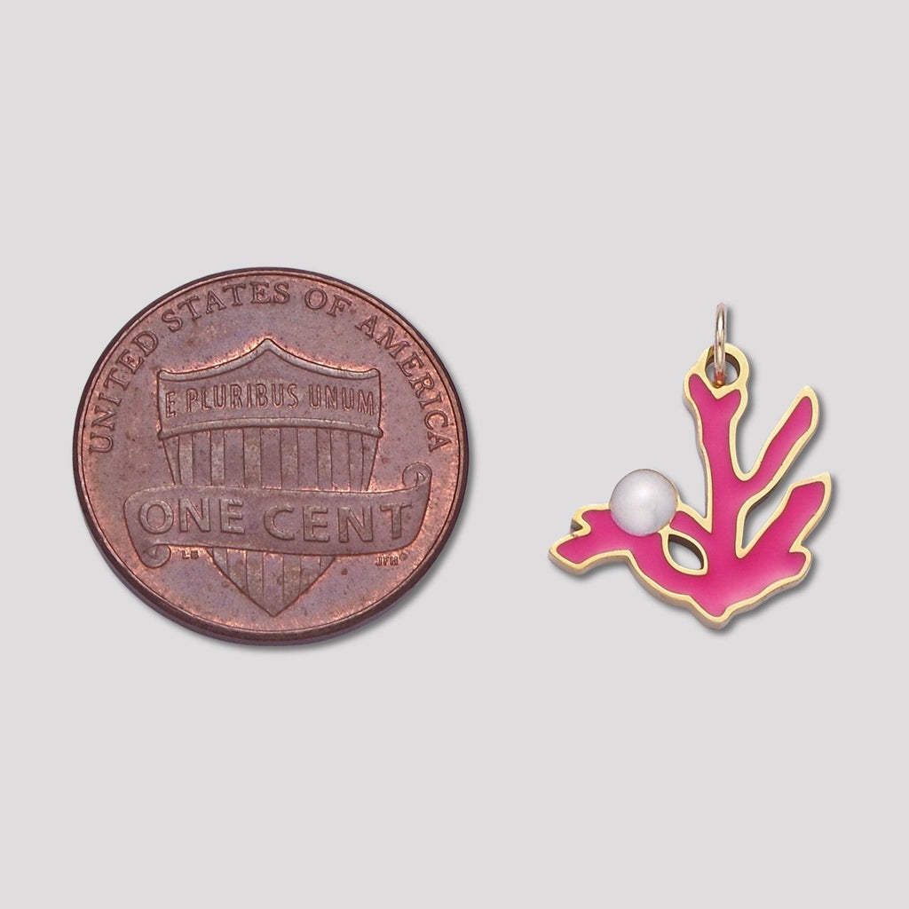 Launch Promo: 24K Gold PVD Stainless Steel Pink Ocean Coral Reef Enamel Charm | Sold Each