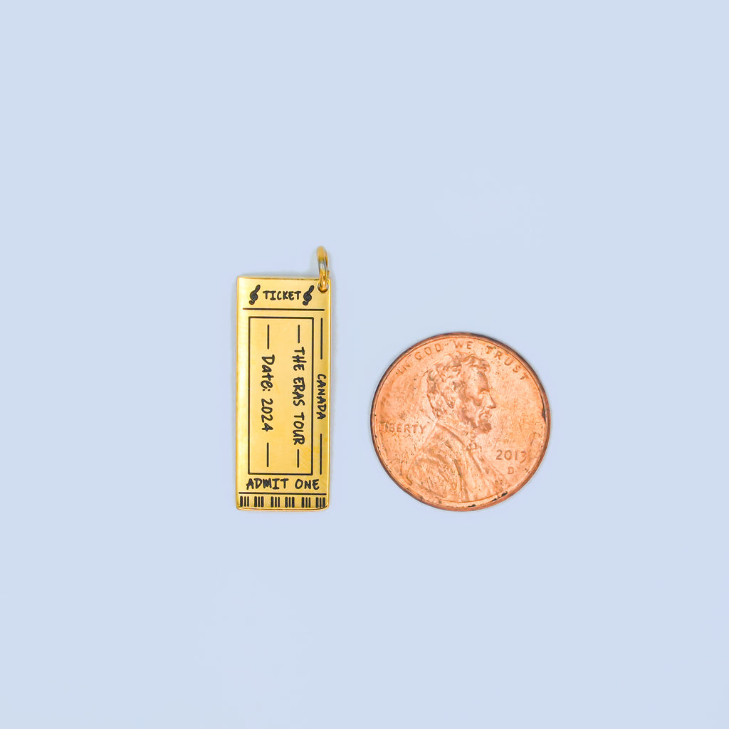 Launch Promo: 24K Gold PVD Stainless Steel Ticket Concert Tour Charm | Sold Each