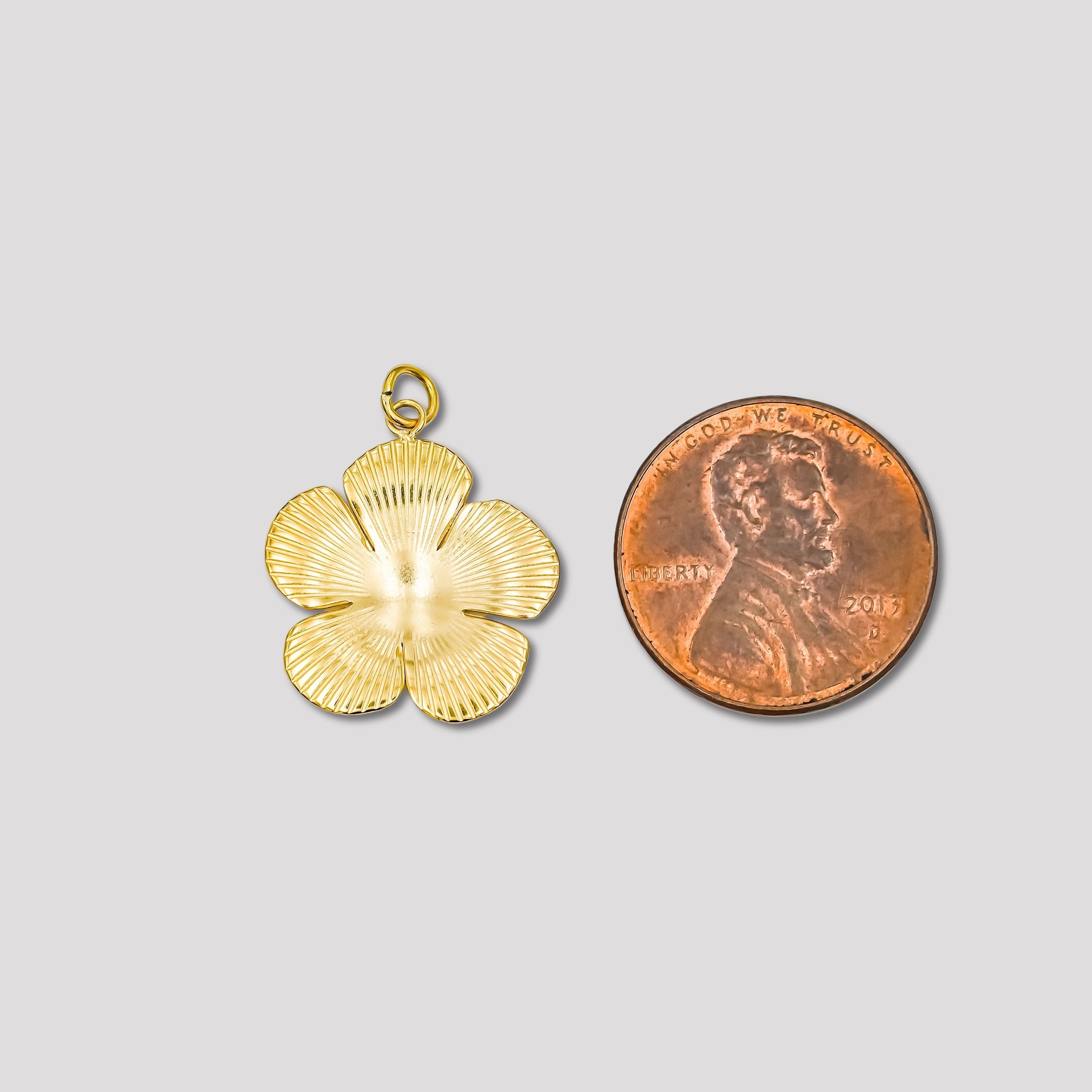 Launch Promo: 24K Gold PVD Stainless Steel Ribbed Textured Flower Mini Charm | Sold Each