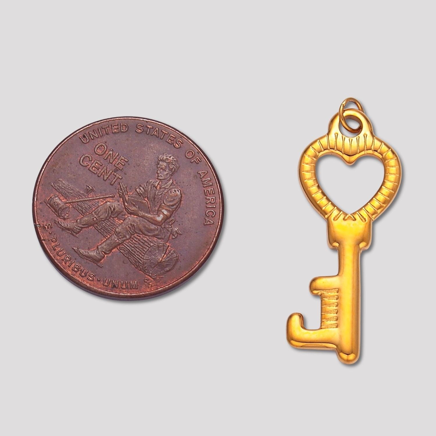 Launch Promo: 24K Gold PVD Stainless Steel Vintage Golden Love Heart Key Pendant | Sold Each