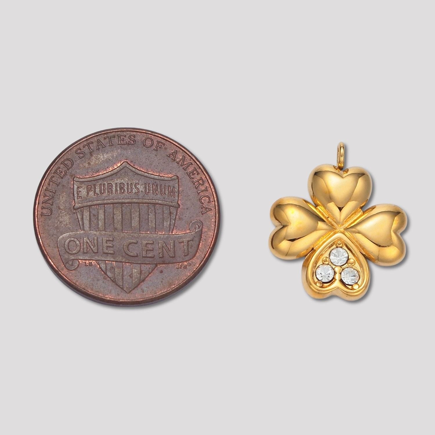 Launch Promo: 24K Gold PVD Stainless Steel Heart Lucky Four Leaf Charm | Sold Each
