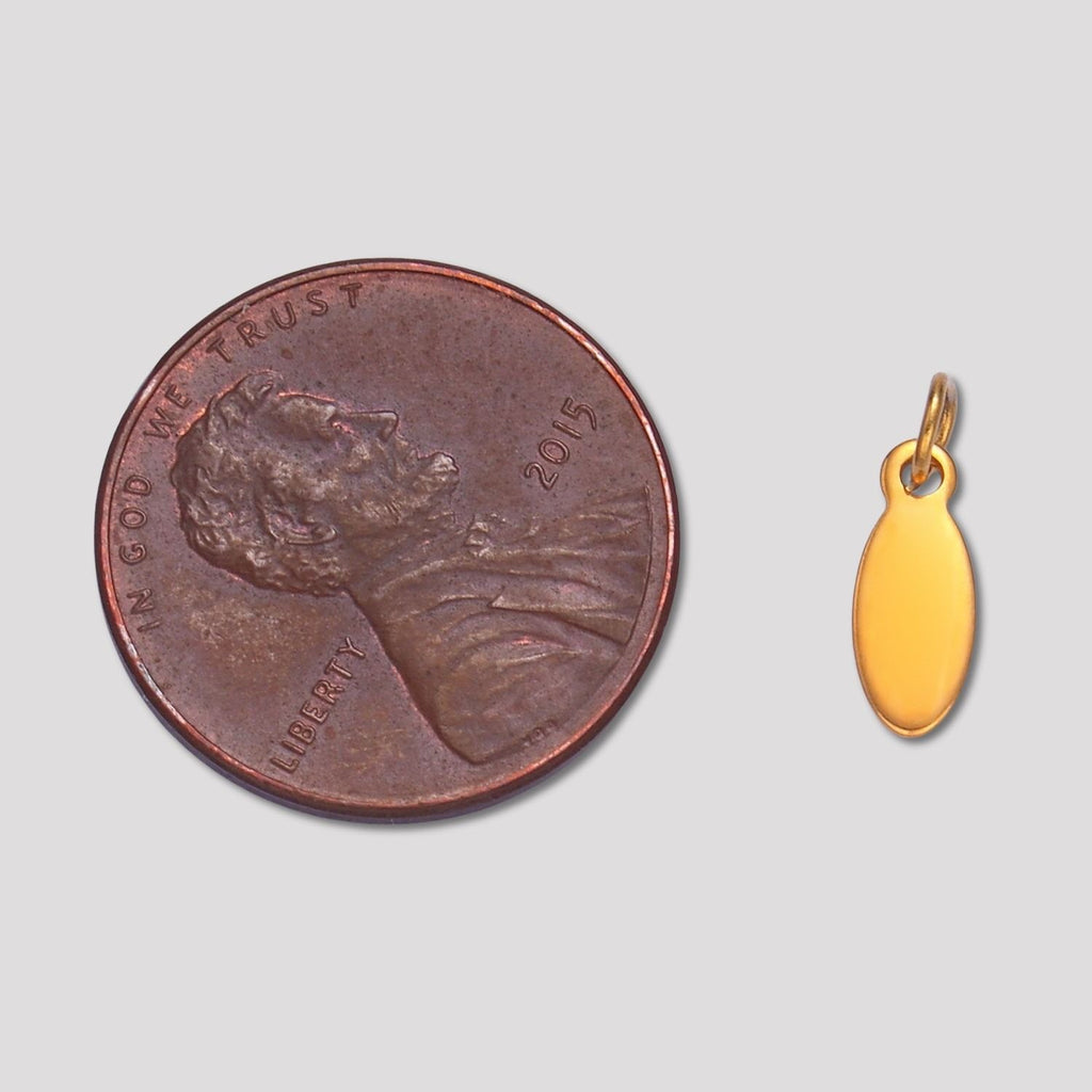 Launch Promo: (10pcs) 24K Gold PVD Stainless Steel Mini Geometric Oval Tag Charm | Sold Each