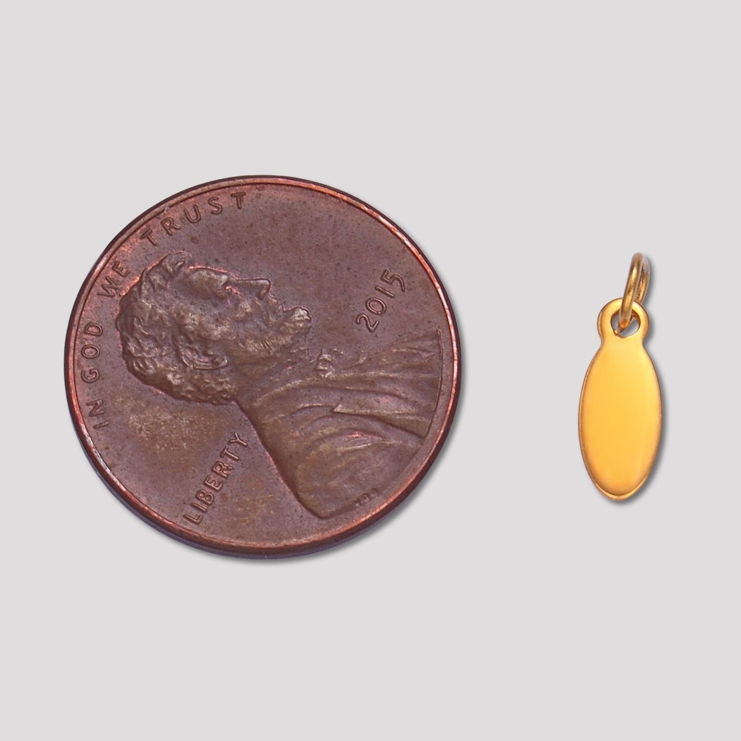Launch Promo: (10pcs) 24K Gold PVD Stainless Steel Mini Geometric Oval Tag Charm | Sold Each
