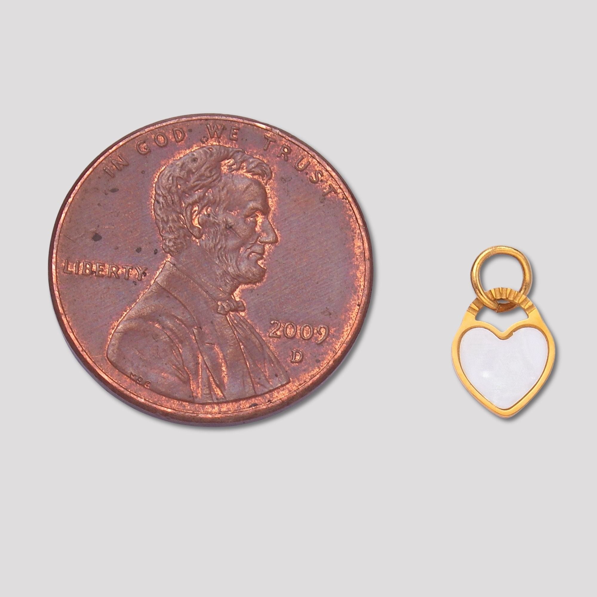 Launch Promo: 24K Gold PVD Stainless Steel Mini Mother of Pearl Love Heart Charm | Sold Each