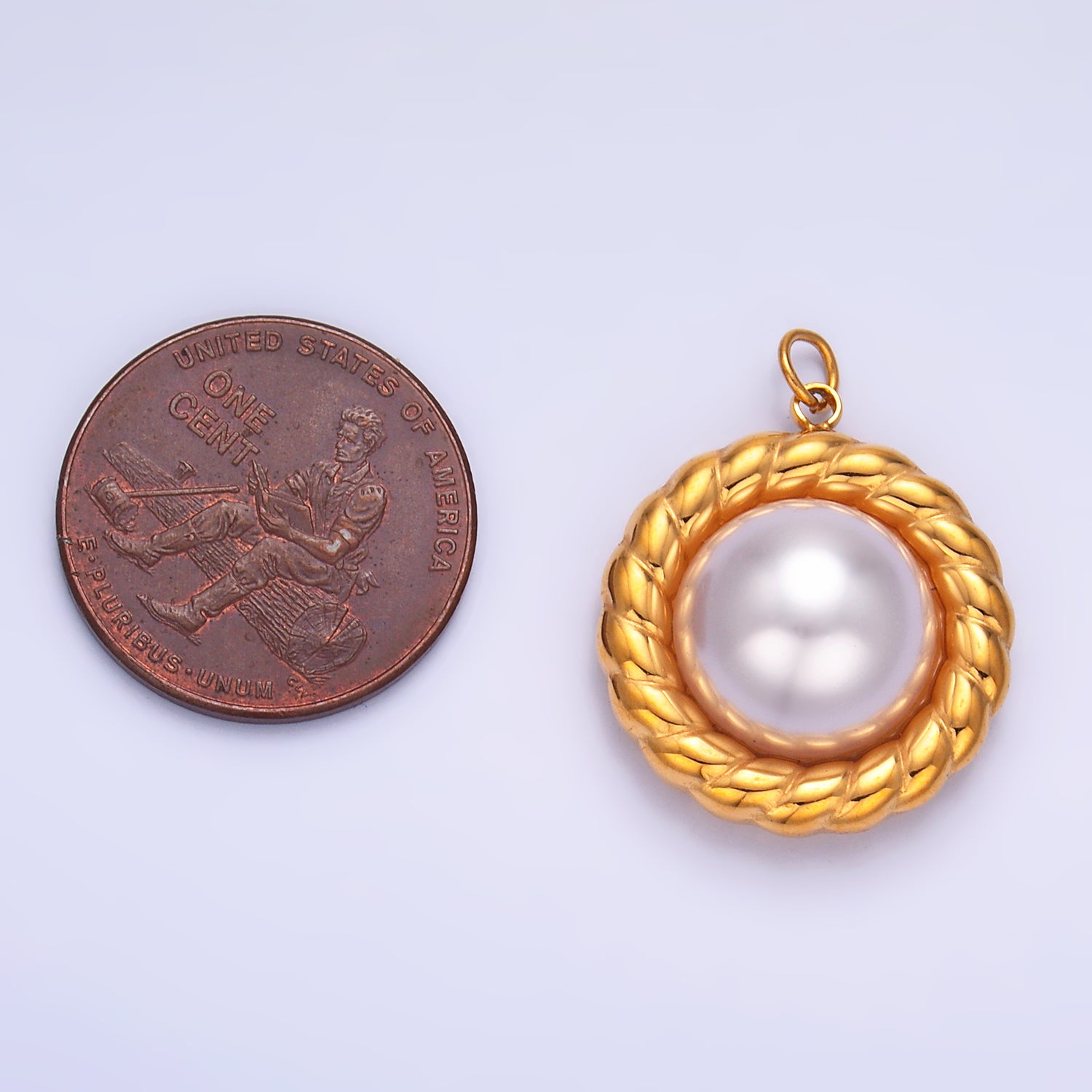 Launch Promo: 24K Gold PVD Stainless Steel Shell Pearl Round Rope Bezel Charm | Sold Each