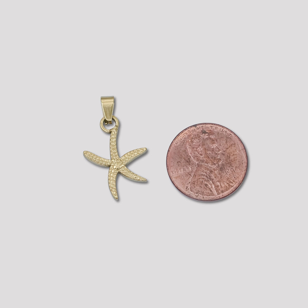 Launch Promo: 24K Gold PVD Stainless Steel Textured Ocean Starfish Pendant | Sold Each